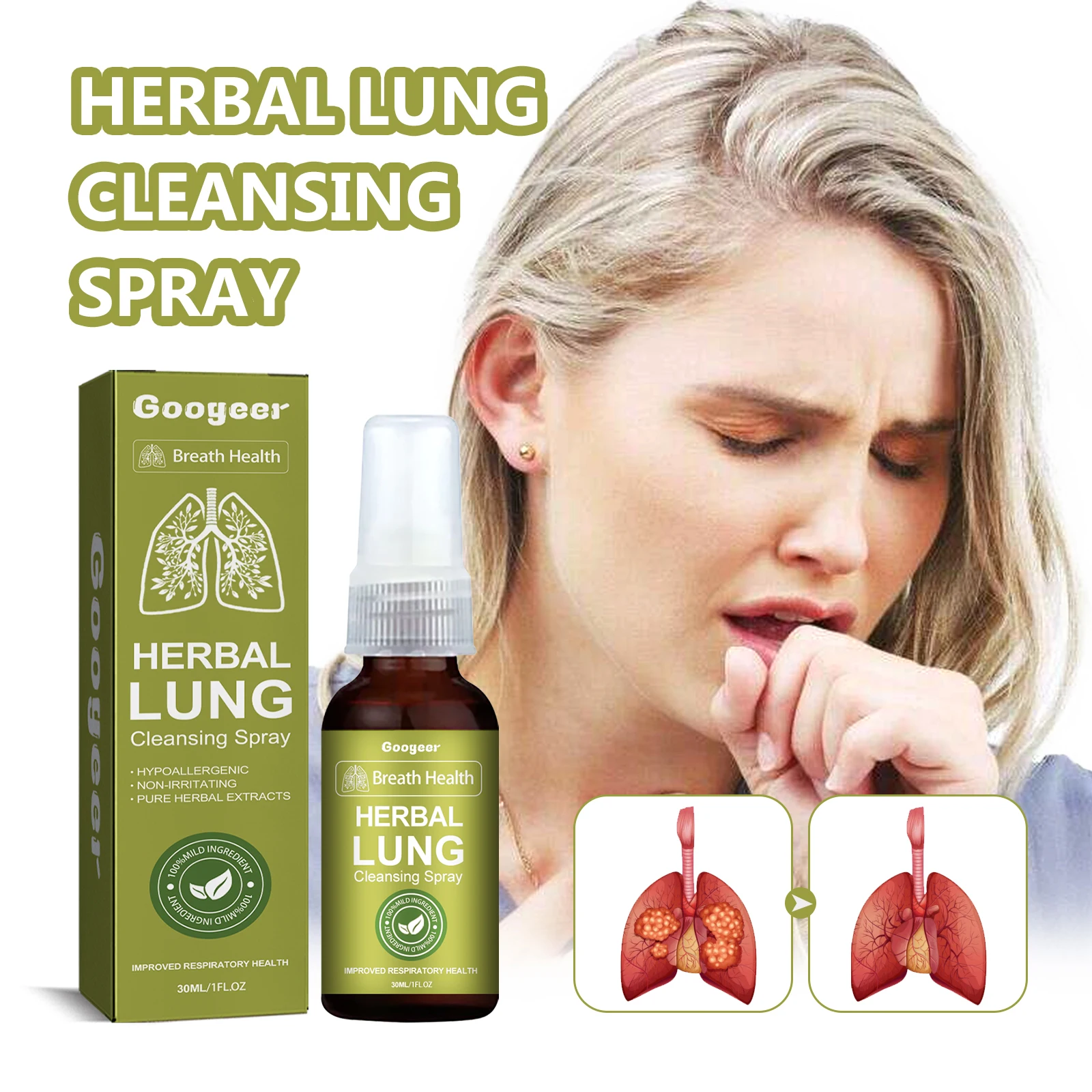 30ml Googeer Natural Herbal Medicine Lung Clearing Spray Detoxify Anti Snoring Reduce Cough Relieve Throat Discomfort Care Spray
30ml Googeer Natural Herbal Medicine Lung Clearing Spray Detoxify Anti Snoring Reduce Cough Relieve Throat Discomfort Care Spray