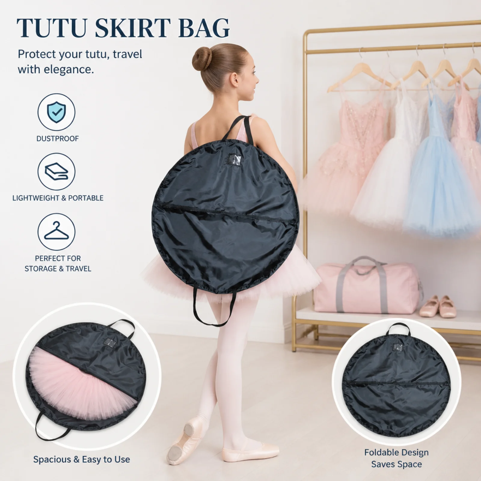 Foldable Dance Tote Bag with Pockets Versatile Garment Bag for Ballet Training Tutu Skirt Organizer Travel Bag
Foldable Dance Tote Bag with Pockets Versatile Garment Bag for Ballet Training Tutu Skirt Organizer Travel Bag