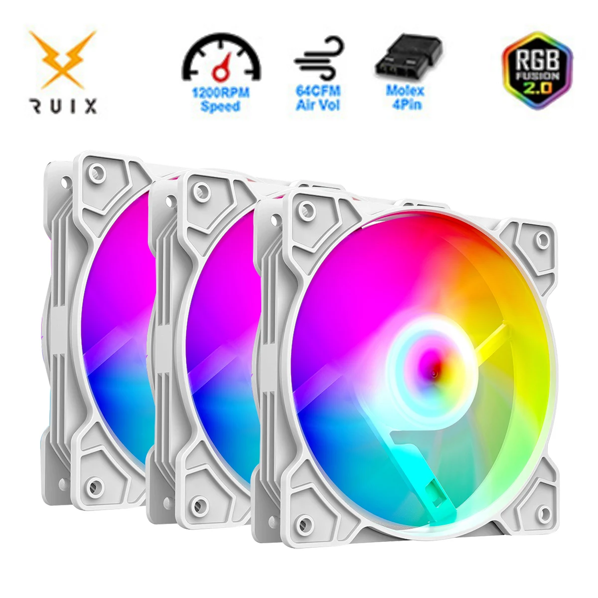 Ruix RX-134-3 PC Case cooling Fan 120mm Casing Fans Gabinete Fans Fixed RGB Rainbow Gaming 12V Molex Computer Water Cooler
Ruix RX-134-3 PC Case cooling Fan 120mm Casing Fans Gabinete Fans Fixed RGB Rainbow Gaming 12V Molex Computer Water Cooler