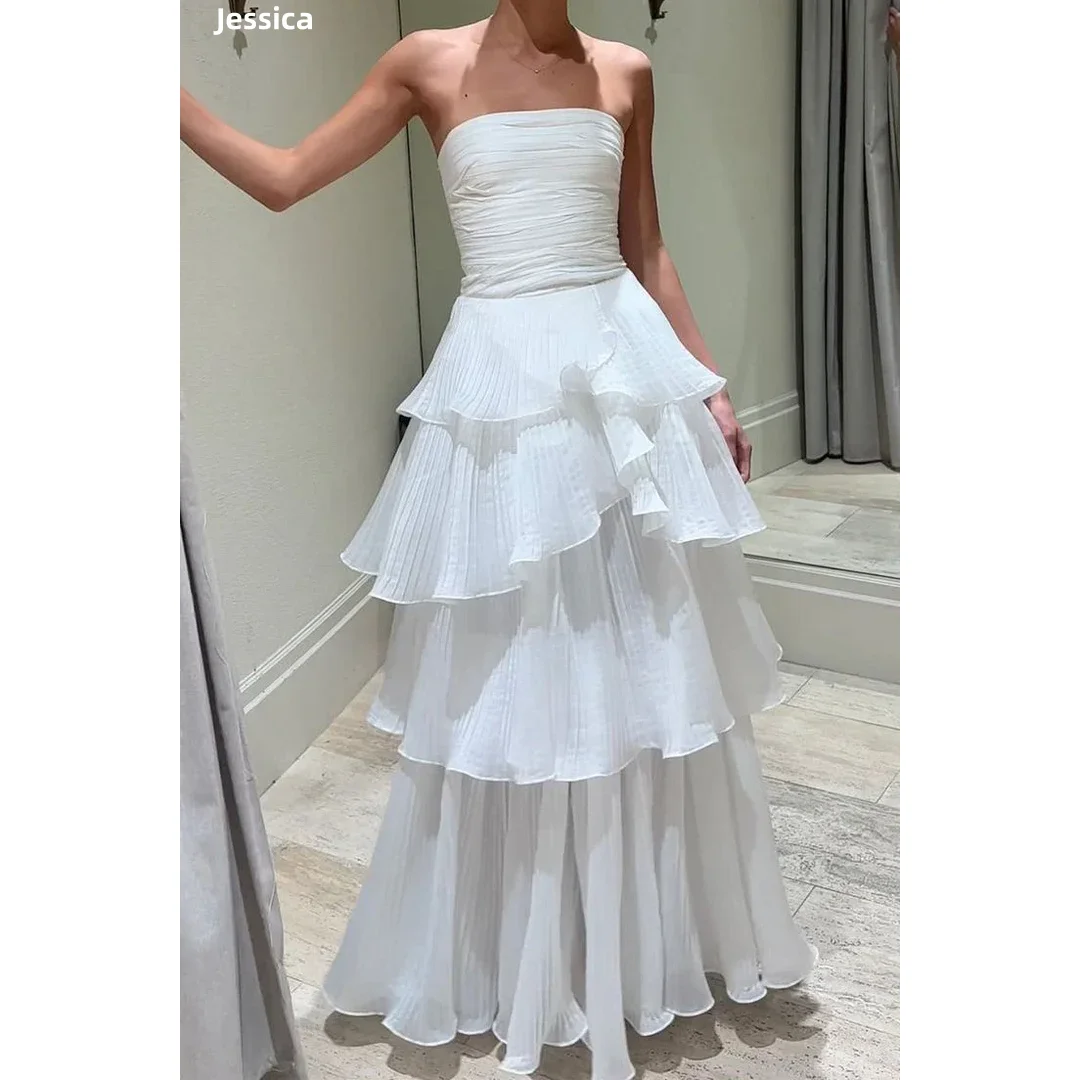 Jessica Wrinkled White Evening Dresses Ruffled Multi-layer Prom Dresses Sexy Off-shoulder Women Wedding Party Dresses Customized
Jessica Wrinkled White Evening Dresses Ruffled Multi-layer Prom Dresses Sexy Off-shoulder Women Wedding Party Dresses Customized