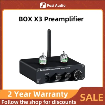 Fosi Audio Bluetooth Phono Preamp for Turntable Phonograph Preamplifier With 5654W Vacuum Tube Amplifier HiFi BOX X3