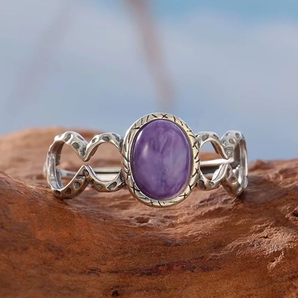 925 silver natural Charoite ring hand set with gemstones, personalized design jewelry, women's energy crystal ring birthday gift
925 silver natural Charoite ring hand set with gemstones, personalized design jewelry, women's energy crystal ring birthday gift