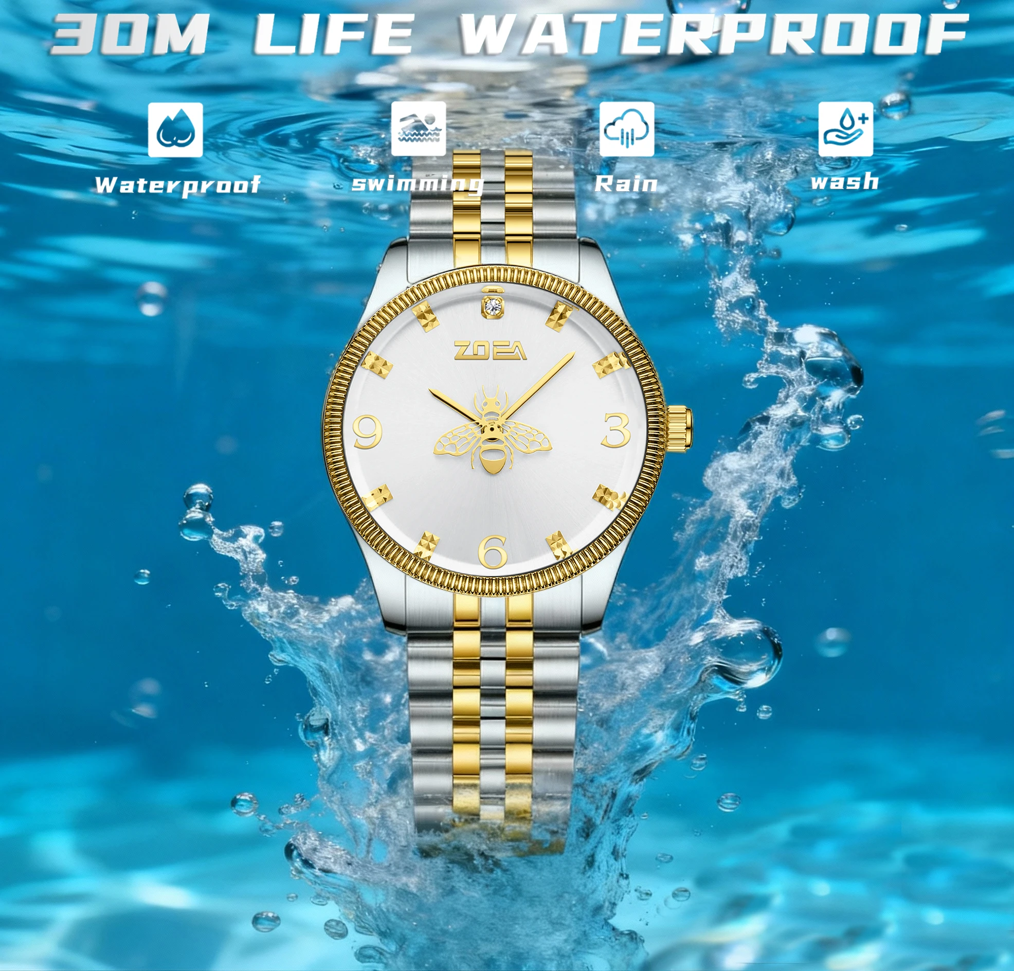 ZOEA ESS10008Fashion Ladies Quartz Watch, Solid Stainless Steel Strap with Butterfly Clasp, Bee-shaped Hand Design, 30M Waterpro
ZOEA ESS10008Fashion Ladies Quartz Watch, Solid Stainless Steel Strap with Butterfly Clasp, Bee-shaped Hand Design, 30M Waterpro