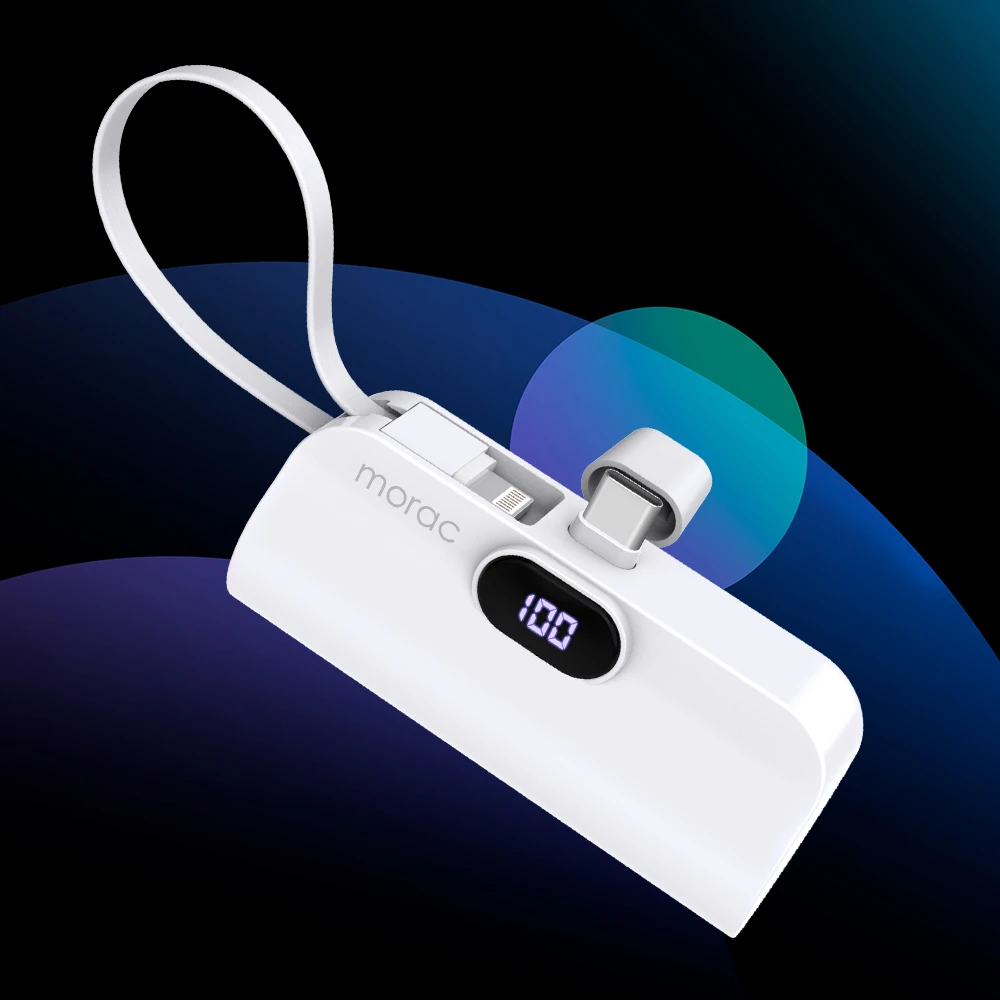 morac 모락 런처 2in1 도킹형 디스플레이 보조배터리 C타입 8핀 5000mAh 미니 휴대용