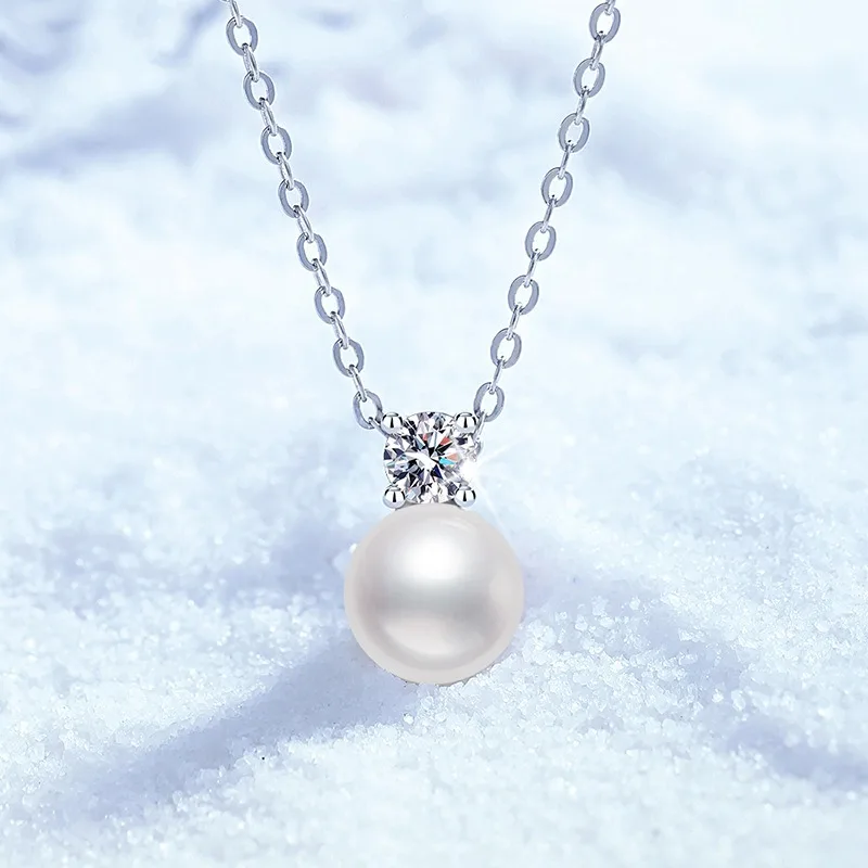 925 Sterling Silver Necklace with Freshwater Pearl & 0.30CT Moissanite Minimalist Elegant Jewelry for Women Gift 
925 Sterling Silver Necklace with Freshwater Pearl & 0.30CT Moissanite Minimalist Elegant Jewelry for Women Gift