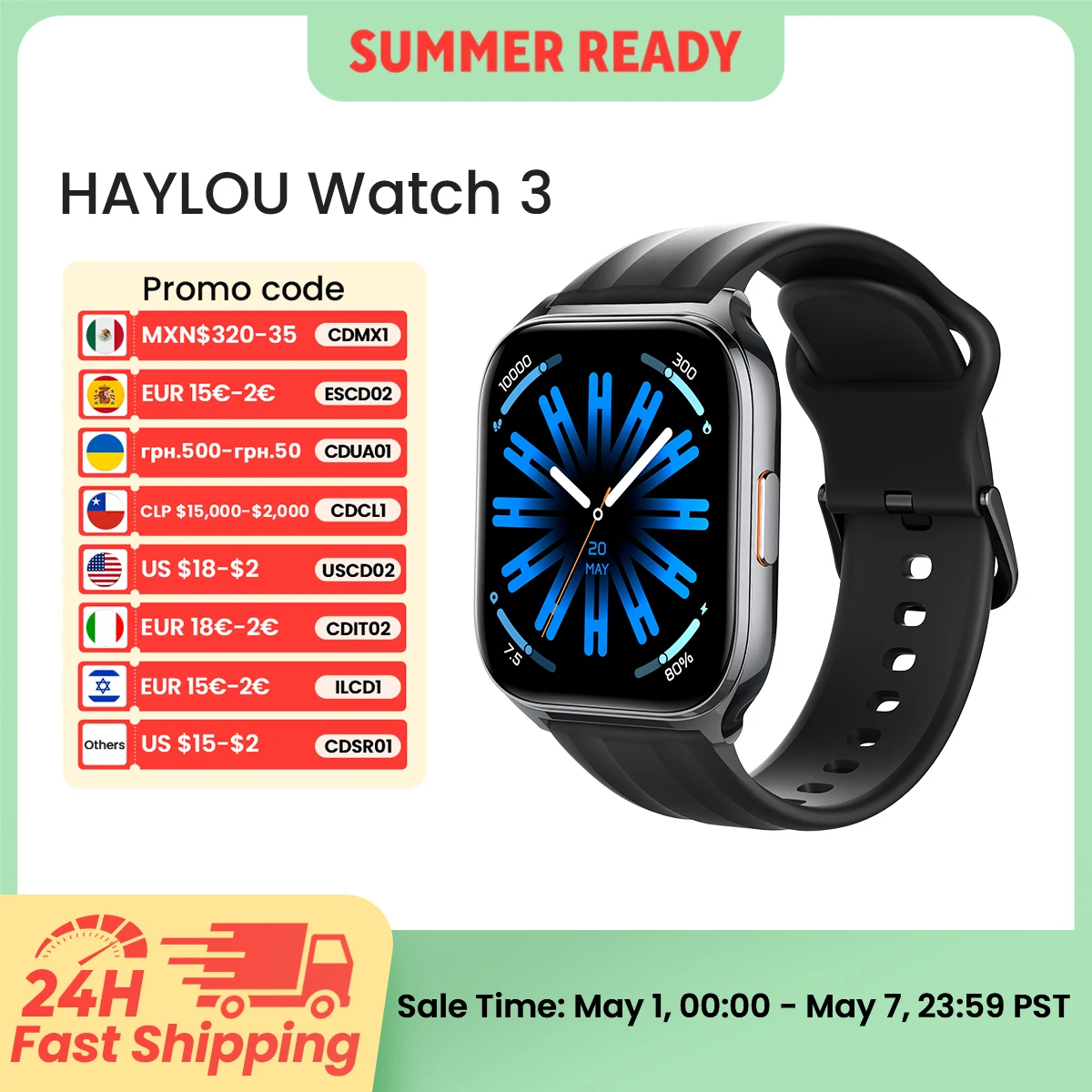 Умные часы HAYLOU Watch 3 с голосовыми вызовами, AMOLED-экраном 1,85 дюйма, круглосуточным мониторингом здоровья, 150+ спортивными режимами, водонепроницаемостью 1ATM
Умные часы HAYLOU Watch 3 с голосовыми вызовами, AMOLED-экраном 1,85 дюйма, круглосуточным мониторингом здоровья, 150+ спортивными режимами, водонепроницаемостью 1ATM