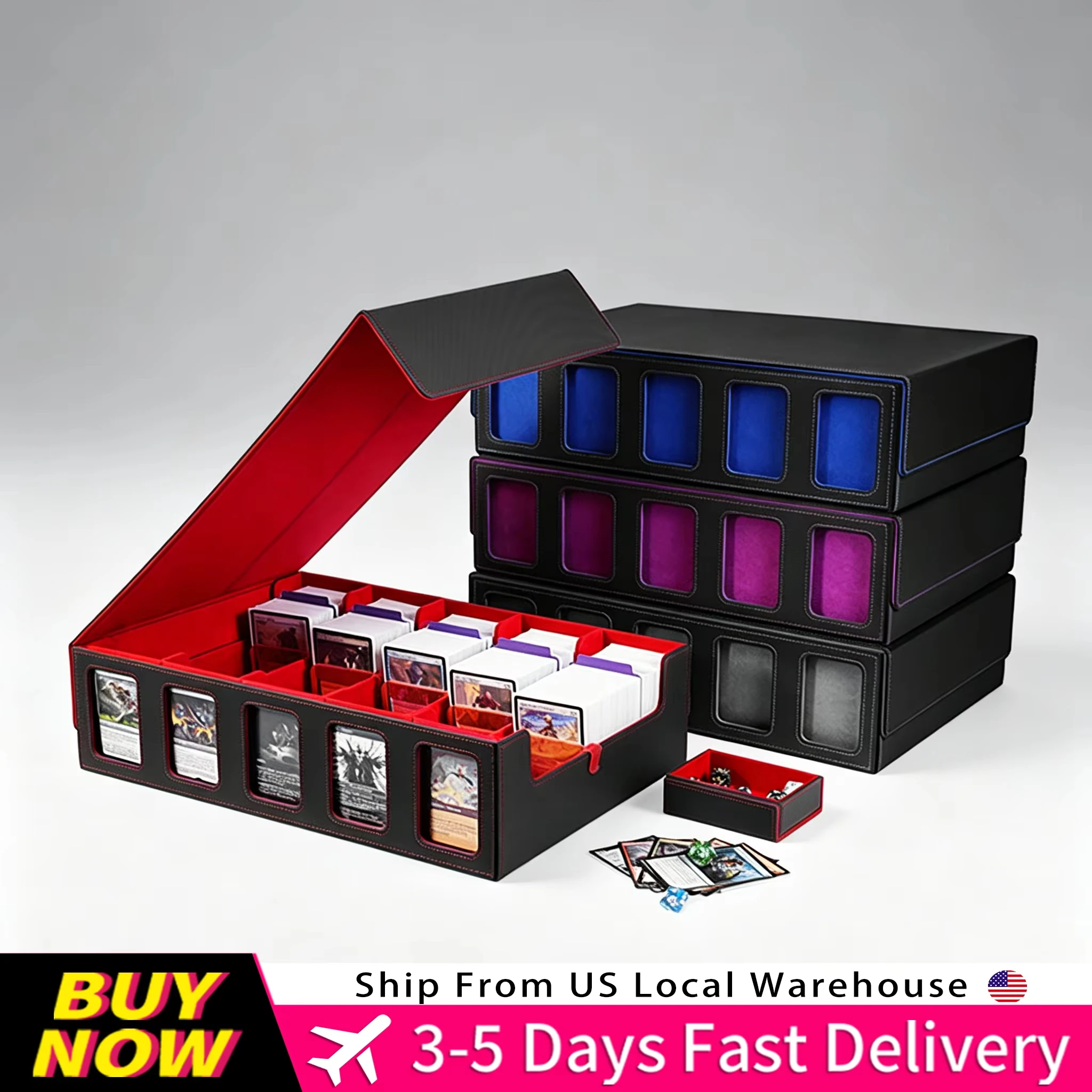 5-Row Deck Case with Removable Lid; 3900+ Card Deck Box for MTG TCG with 48PC Colorful Markable Dividers Trading Card Storage Box with Commander Display Dice Tray,
5-Row Deck Case with Removable Lid; 3900+ Card Deck Box for MTG TCG with 48PC Colorful Markable Dividers Trading Card Storage Box with Commander Display Dice Tray,
