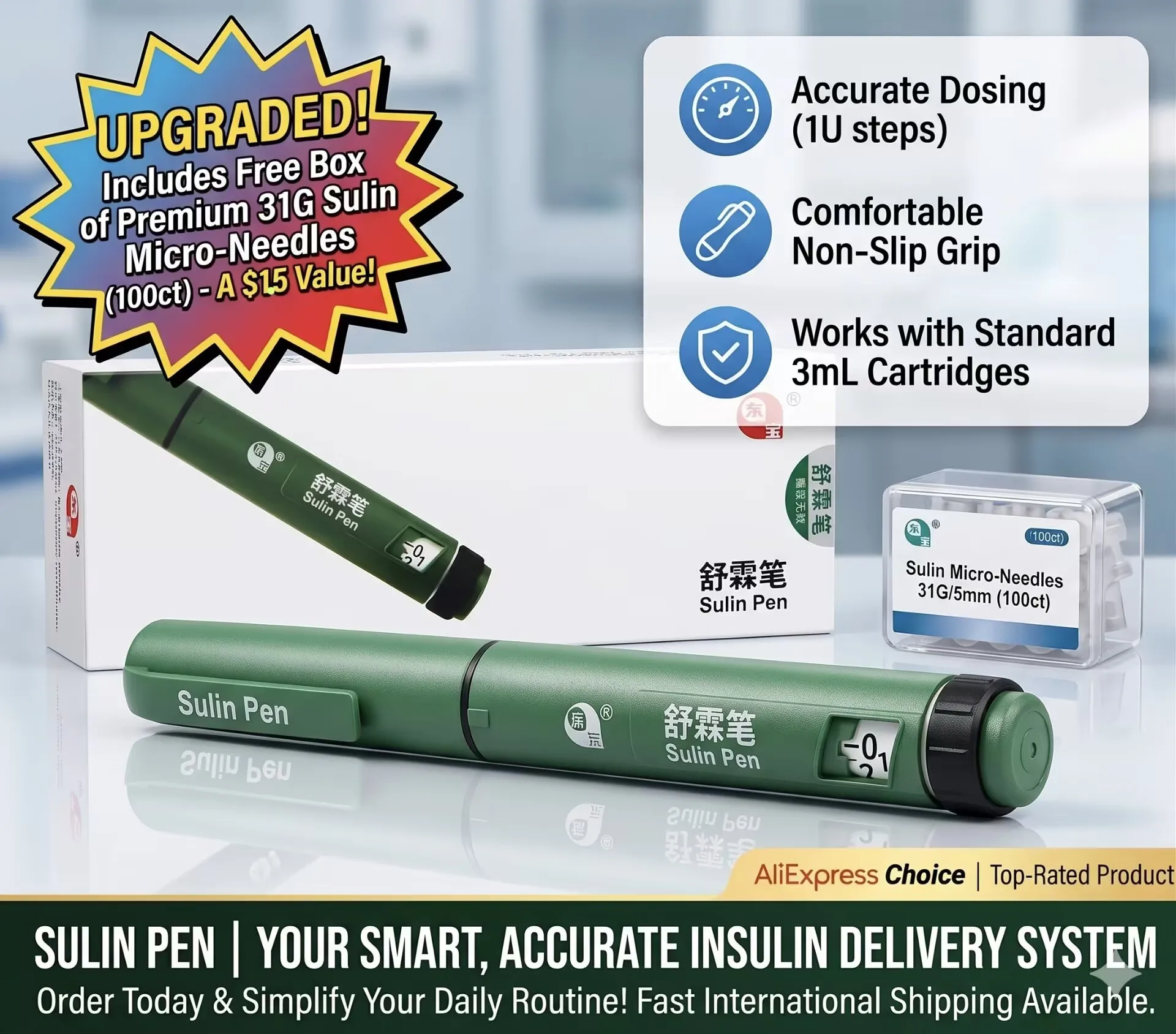 Tonghua Pen 3ml Insulin Pen Injector–syringe pen-Compatible with R/N/30R/50R Insulin Cartridges- better price for wholesale
Tonghua Pen 3ml Insulin Pen Injector–syringe pen-Compatible with R/N/30R/50R Insulin Cartridges- better price for wholesale
