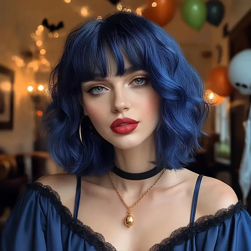 Short Light Blue Bob Wig with Bangs, Straight Synthetic Hair, Perfect for Women. This 12-Inch Colored Wig Is Great for Everyday
Short Light Blue Bob Wig with Bangs, Straight Synthetic Hair, Perfect for Women. This 12-Inch Colored Wig Is Great for Everyday