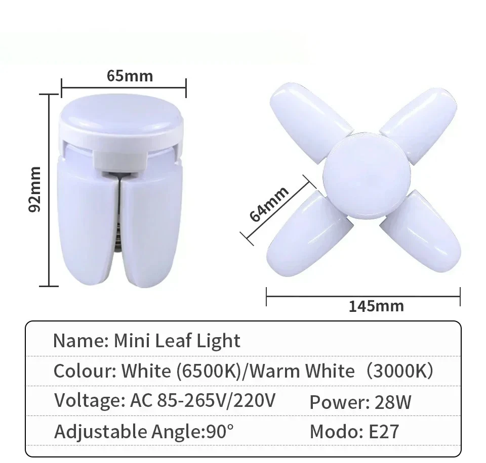 E27 28W LED Bulb Foldable Light Bulbs Deformation Suitable for Homes Warehouses and Garages Bright White Light
E27 28W LED Bulb Foldable Light Bulbs Deformation Suitable for Homes Warehouses and Garages Bright White Light