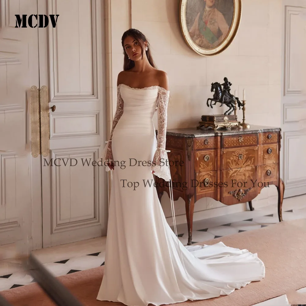 MCDV Elegant Wedding Dresses 2025 Strapless Off Shoulder White Ivory Long Sleeves Mermaid Bride Gowns Robe De Mariée Customized
MCDV Elegant Wedding Dresses 2025 Strapless Off Shoulder White Ivory Long Sleeves Mermaid Bride Gowns Robe De Mariée Customized
