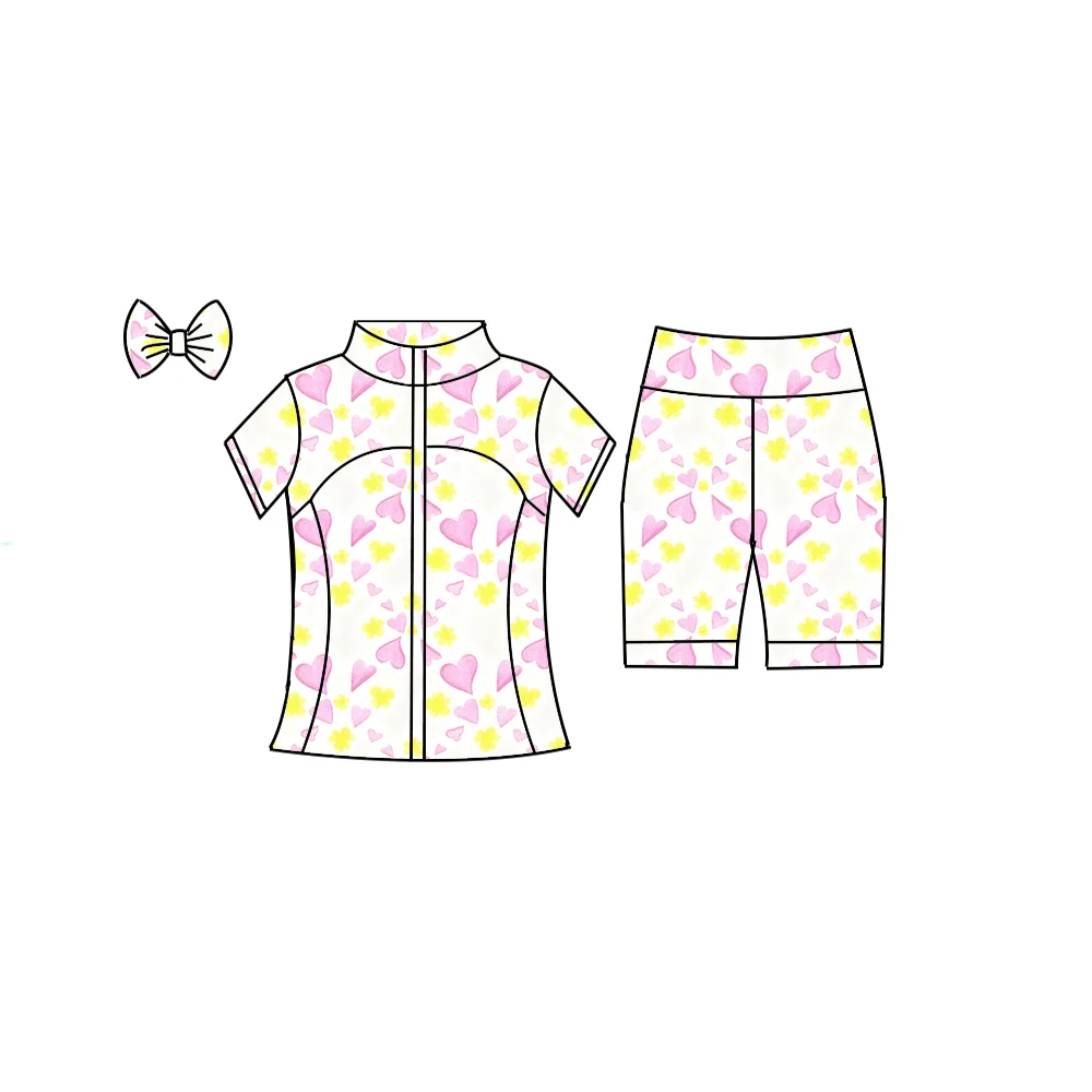 Boutique kid's sets girls' short-sleeved set stand collar zipper slim fit design best-selling style fruit popsicle heart print
Boutique kid's sets girls' short-sleeved set stand collar zipper slim fit design best-selling style fruit popsicle heart print