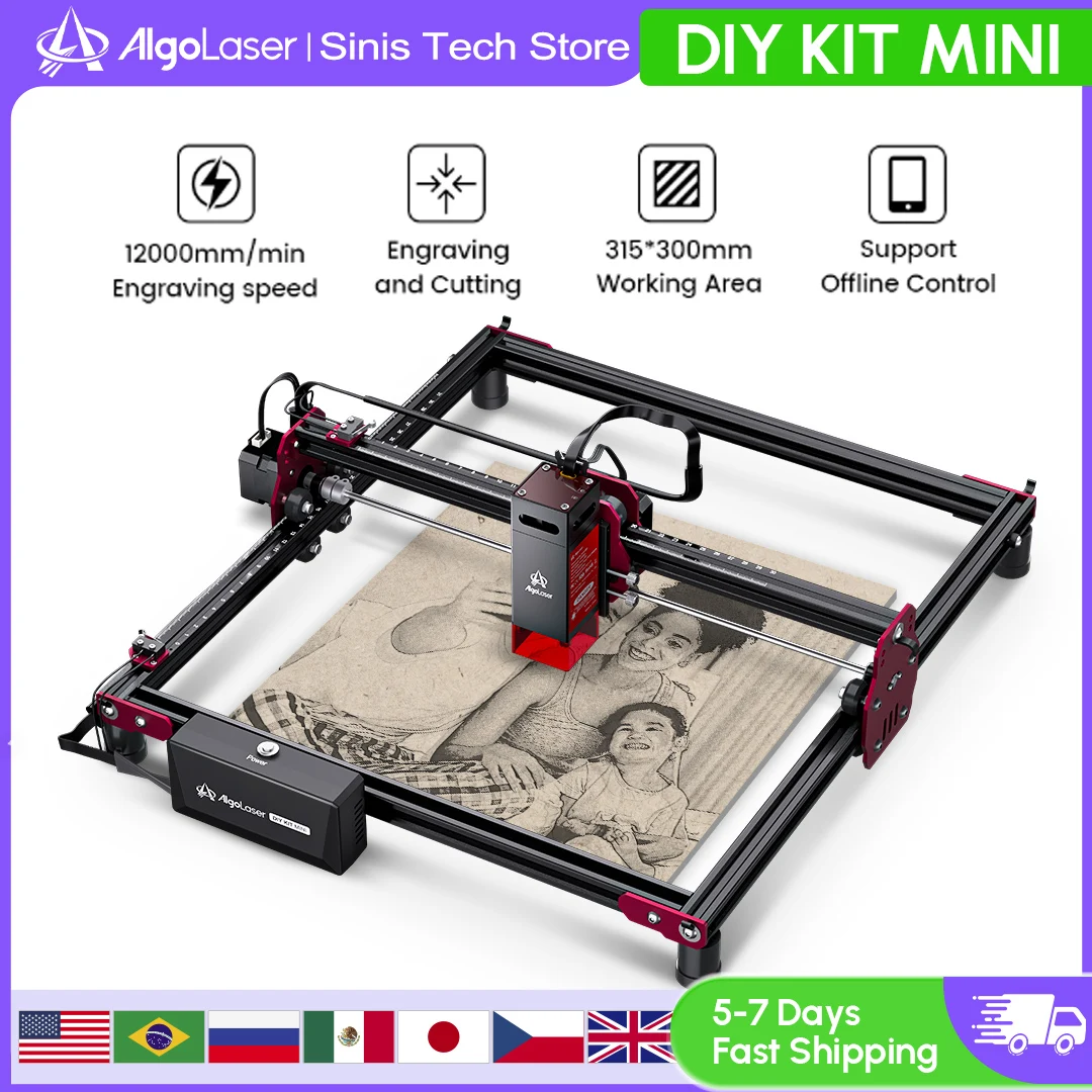 Algolaser DIY KIT Mini 10W/5W/2W Laser Master Engraver Cutter Portable Logo Printer Woodworking Tool CNC Machine Offline Control
Algolaser DIY KIT Mini 10W/5W/2W Laser Master Engraver Cutter Portable Logo Printer Woodworking Tool CNC Machine Offline Control