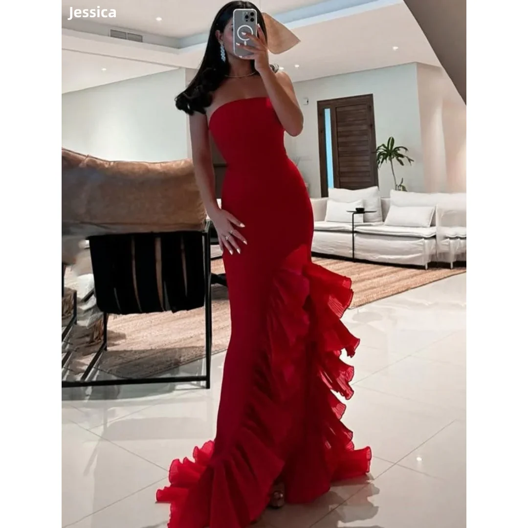 Jessica Slim Fit Red Evening Dresses High And Low Ruffles Prom Dresses Off-shoulder Side Slits For Women Party DressesCustomized
Jessica Slim Fit Red Evening Dresses High And Low Ruffles Prom Dresses Off-shoulder Side Slits For Women Party DressesCustomized