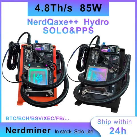 Bitaxe NerdQaxe++ 4.8TH/s Bitcoin ASIC Miner | Hydro Water Cooling NerdQAxe+ with Power Supply