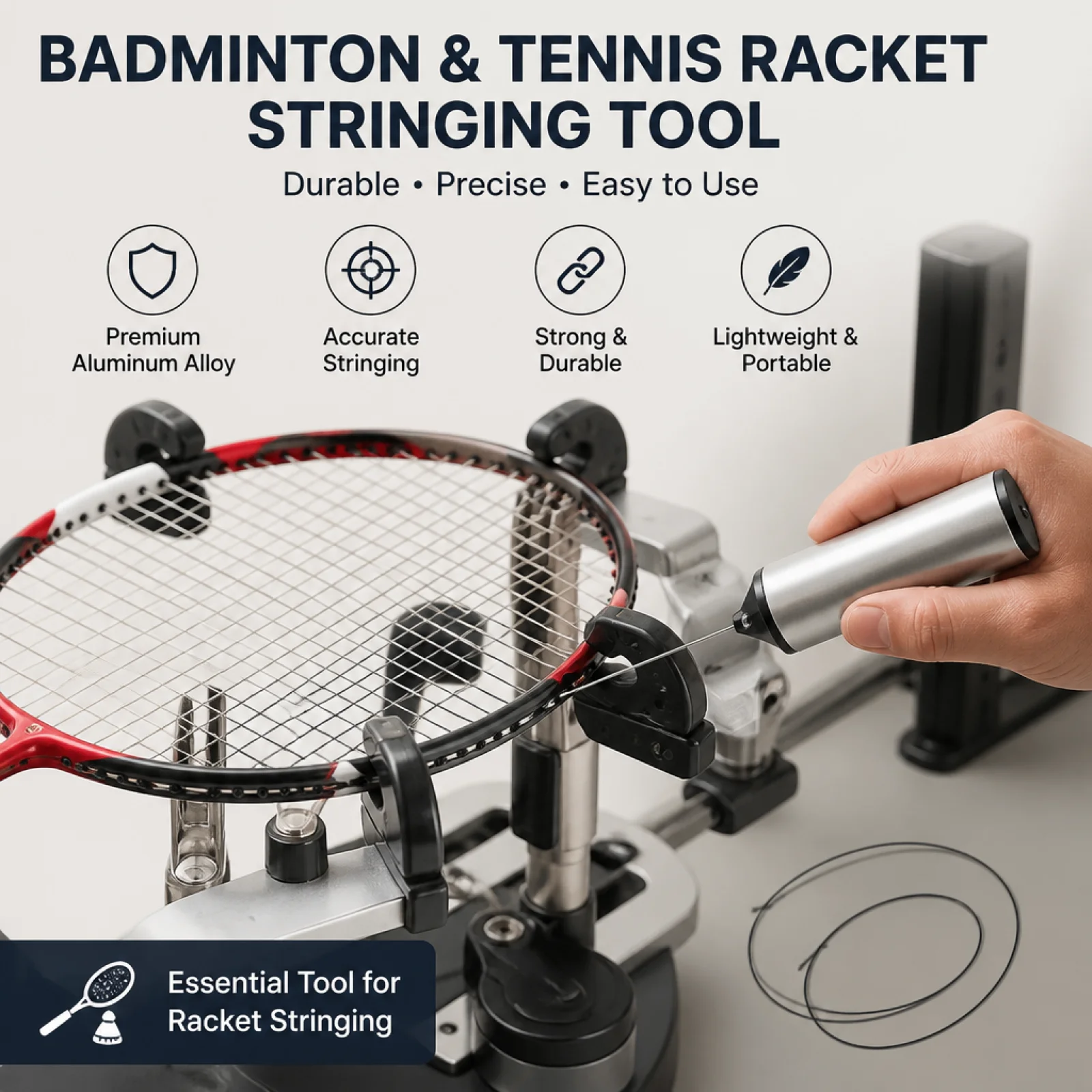 Aluminum Alloy Racket String Tension Testing Device Extension Line Tool for Badminton Tennis String Meter Assistance
Aluminum Alloy Racket String Tension Testing Device Extension Line Tool for Badminton Tennis String Meter Assistance
