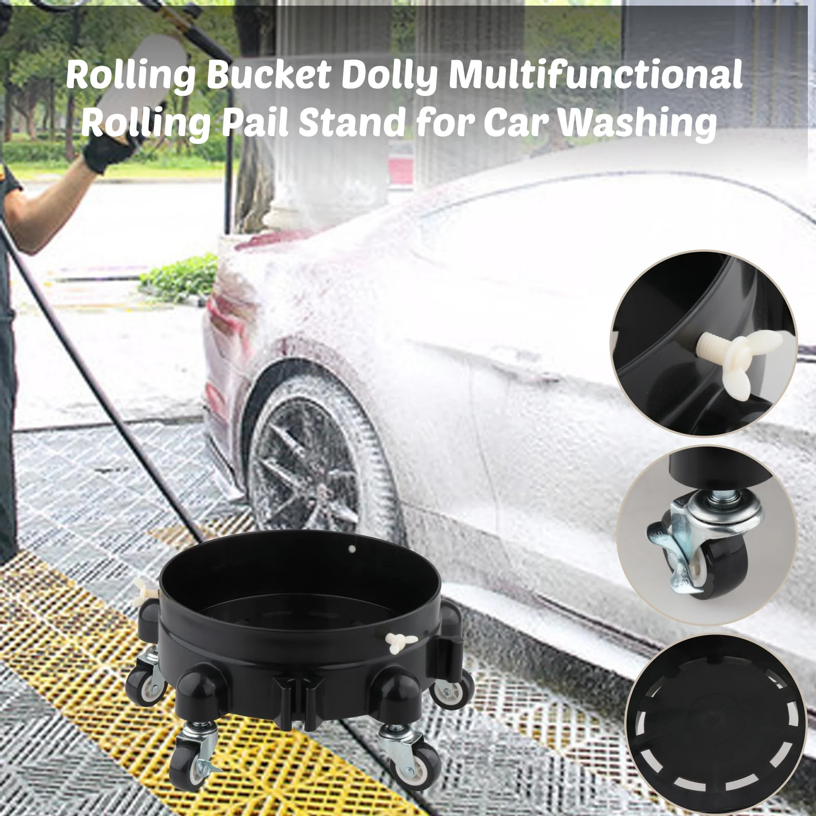 Ведро на колесиках с пятью 360° ° Поворотные ролики Экономия времени Многофункциональная подставка на колесиках для мытья автомобиля Подробности окраски
Ведро на колесиках с пятью 360° ° Поворотные ролики Экономия времени Многофункциональная подставка на колесиках для мытья автомобиля Подробности окраски