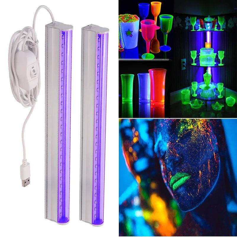 USB Black Light Bar, 5W 30CM T5 Портативная УФ-светодиодная трубка Blacklight Светится в темноте для флуоресцентной комнаты для плакатов Спальня Праздничные принадлежности Сценическое освещение Halloween Club
USB Black Light Bar, 5W 30CM T5 Портативная УФ-светодиодная трубка Blacklight Светится в темноте для флуоресцентной комнаты для плакатов Спальня Праздничные принадлежности Сценическое освещение Halloween Club