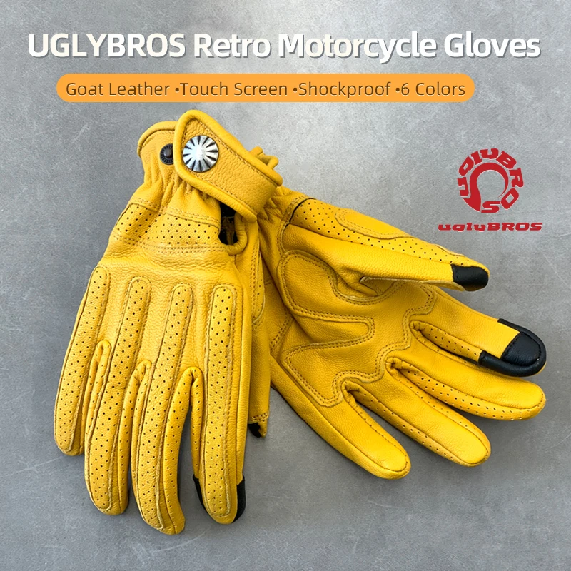 UGLYBROS Retro Genuine Leather Motorcycle Gloves Goatskin Summer Mens Womens Waterproof Breathable Touchscreen Moto Biker Gloves
UGLYBROS Retro Genuine Leather Motorcycle Gloves Goatskin Summer Mens Womens Waterproof Breathable Touchscreen Moto Biker Gloves