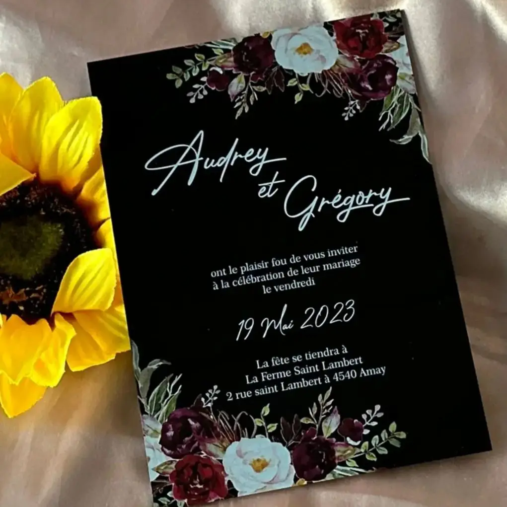 Personalized Acrylic Wedding Invitation,Rose Black Quinceanera Invitation,Custom Birthday Invite, 10Pcs
Personalized Acrylic Wedding Invitation,Rose Black Quinceanera Invitation,Custom Birthday Invite, 10Pcs