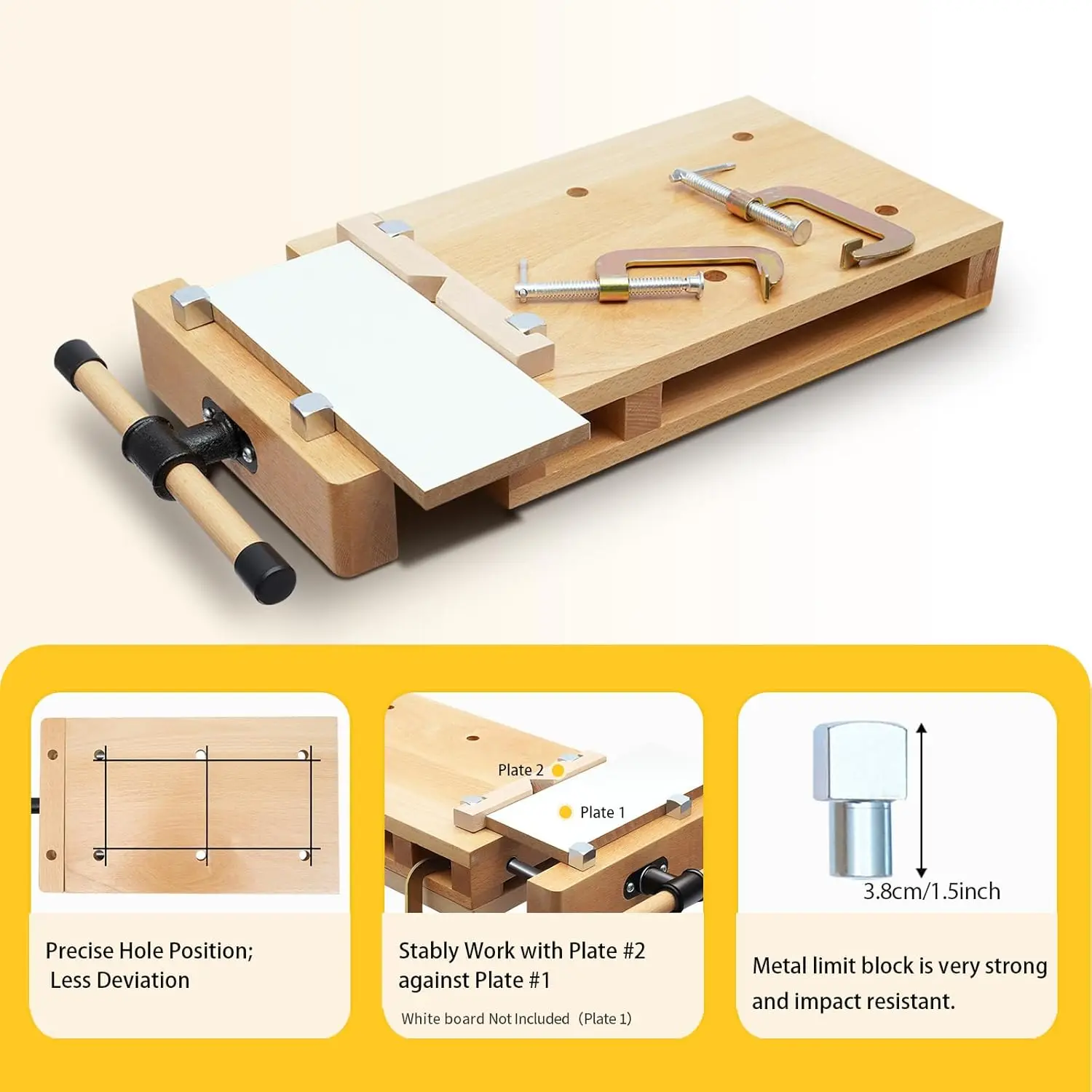 Hard Wood Work Bench Woodworking Vise Desktop Work Bench with Clamping and 2 G-Type Fixing ,Limit Blocks for Wood Processing
Hard Wood Work Bench Woodworking Vise Desktop Work Bench with Clamping and 2 G-Type Fixing ,Limit Blocks for Wood Processing