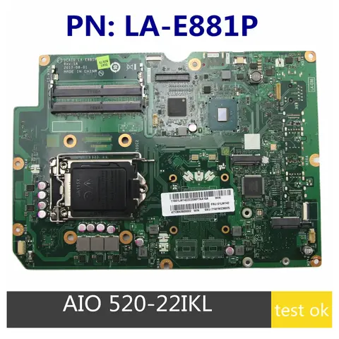 Original For Lenovo Ideacentre AIO 520-22IKL Motherboard All-in-One LA-E881P FRU 01LM142 DDR4 Full Tested