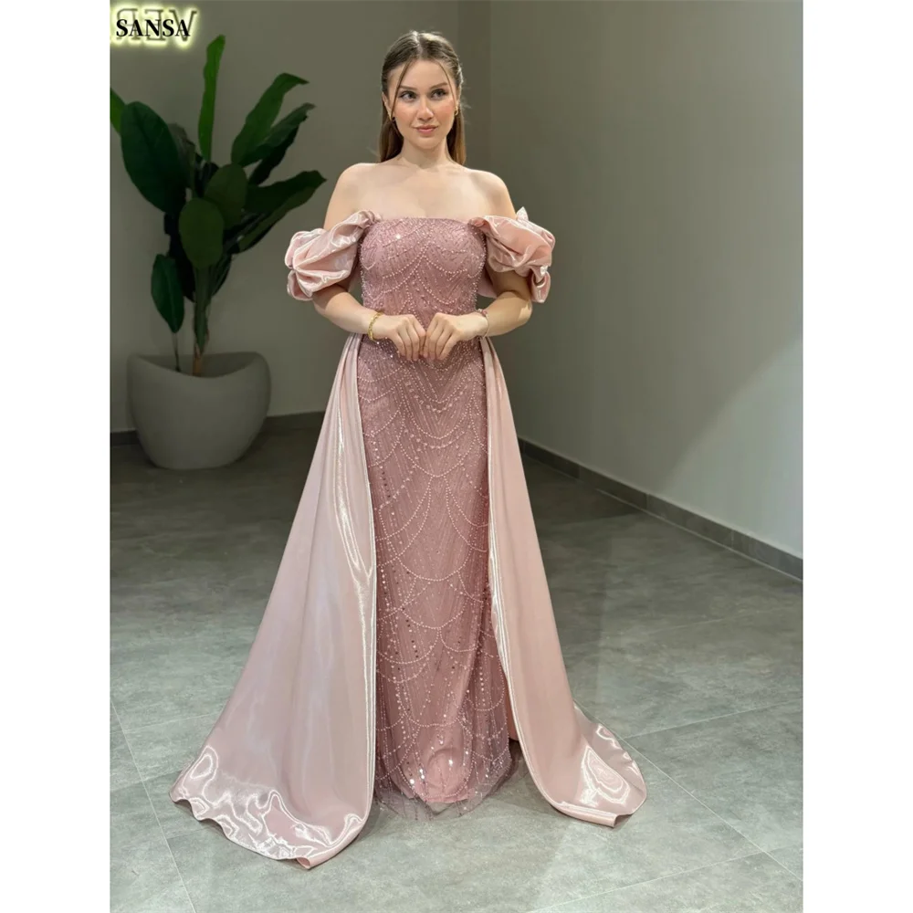 Sansa индивидуальное платье для выпускного вечера со съемным шлейфом и бисером без бретелек с пышными рукавами Vestidos De Noche длиной до пола, торжественное вечернее платье 
Sansa индивидуальное платье для выпускного вечера со съемным шлейфом и бисером без бретелек с пышными рукавами Vestidos De Noche длиной до пола, торжественное вечернее платье