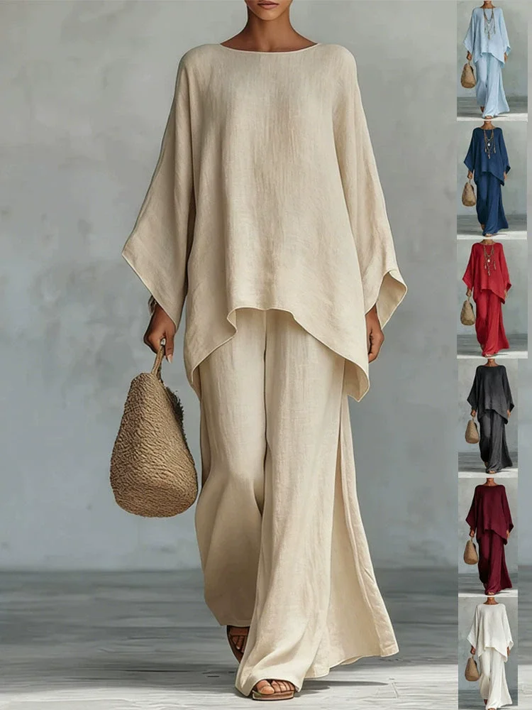 Women's Fashion Linen 2-Piece Set Loose Long-Sleeved Wide-Leg Trousers Casual Retro Elegant Spring New Simple Suit
Women's Fashion Linen 2-Piece Set Loose Long-Sleeved Wide-Leg Trousers Casual Retro Elegant Spring New Simple Suit