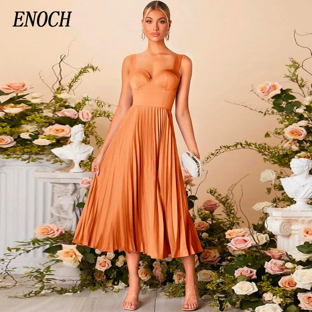 ENOCH Elegant Orange Prom Dress Simple Sweetheart Sleeveless Satin Pleated Tea Length A-Line Evening Party Gowns Robes De Soirée
ENOCH Elegant Orange Prom Dress Simple Sweetheart Sleeveless Satin Pleated Tea Length A-Line Evening Party Gowns Robes De Soirée