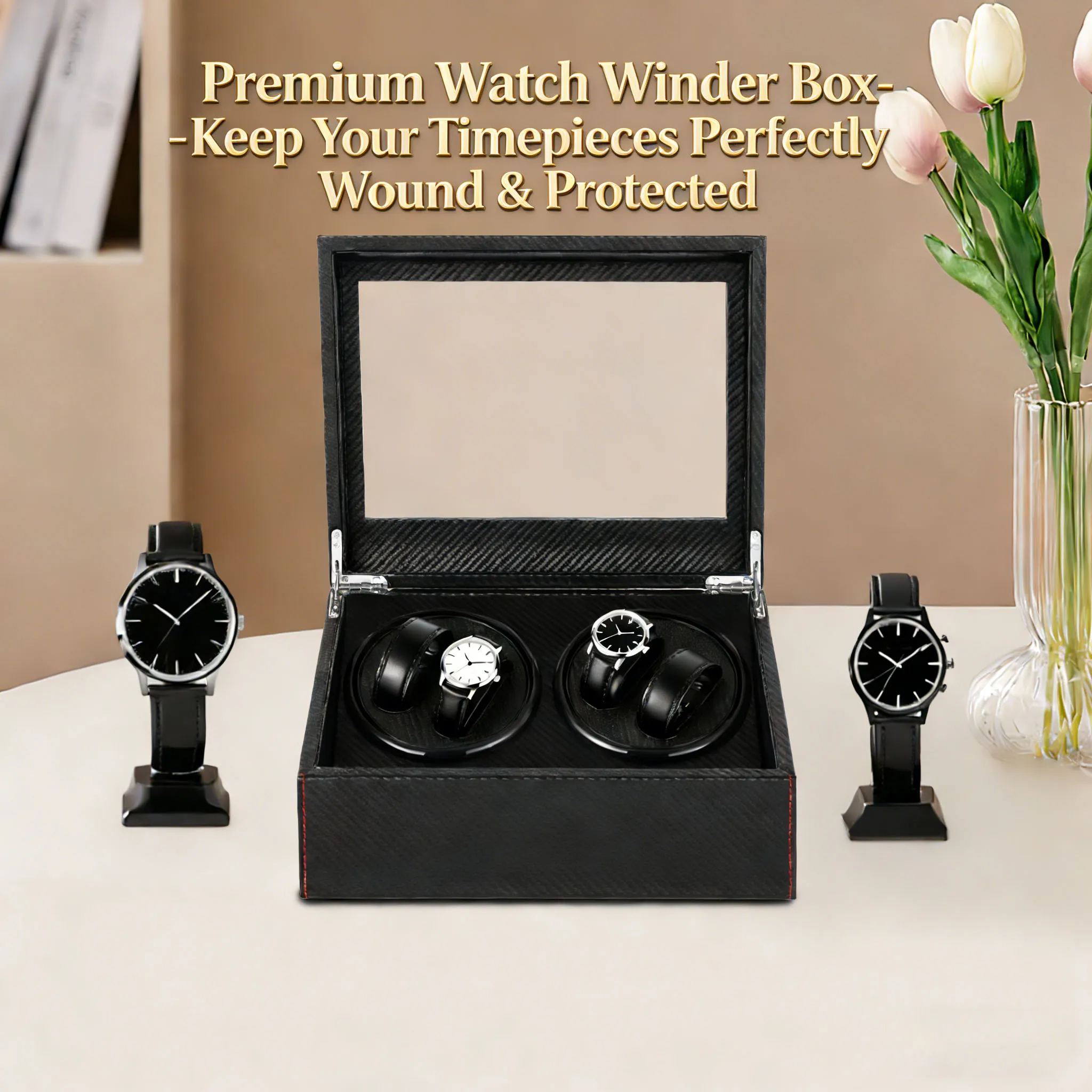 Watch Winder Box, 4+6 Slots Automatic Watch Case with Removable Pillows, Leather Watch Storage Organizer for Men Women, Jewelry
Watch Winder Box, 4+6 Slots Automatic Watch Case with Removable Pillows, Leather Watch Storage Organizer for Men Women, Jewelry