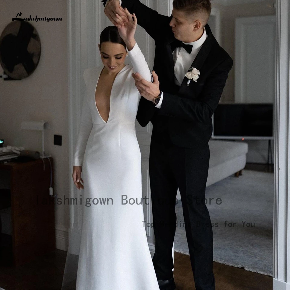 Plunging V Neck Satin Mermaid Wedding Dress Long Sleeve 2022 Princess Bridal Country Wedding Gowns Robe Blanche Mariage
Plunging V Neck Satin Mermaid Wedding Dress Long Sleeve 2022 Princess Bridal Country Wedding Gowns Robe Blanche Mariage