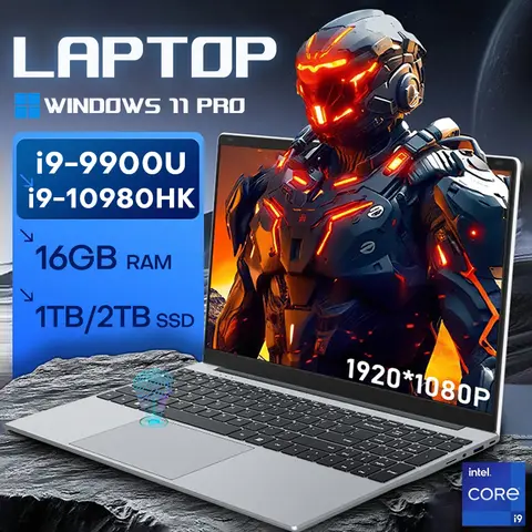 New Intel i9-10980HK/9900U Laptop Computer PC Windows 11 Backlit Keyboad Notebook 16GB RAM 1TB SSD 15.6" Office Study Computers