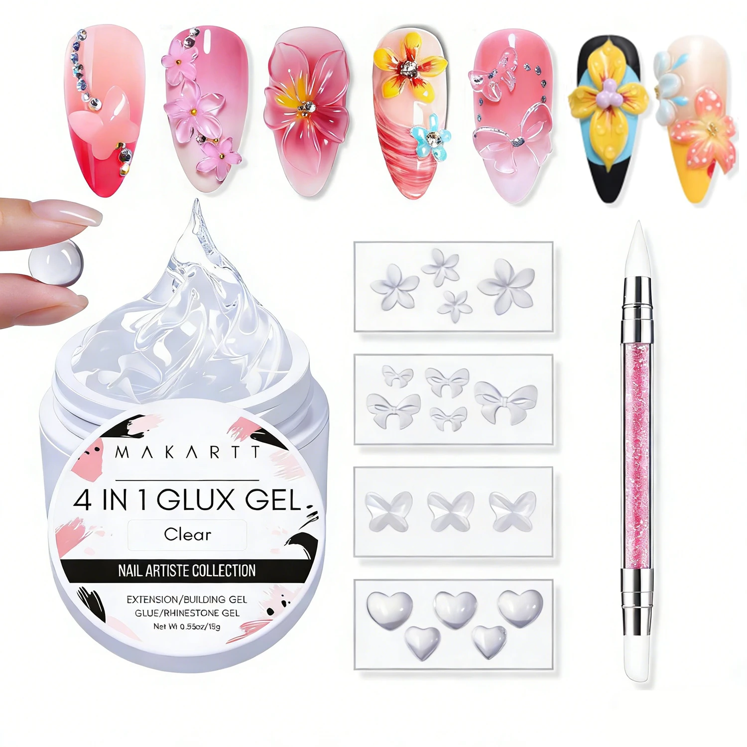 Makartt твердый гель для наращивания ногтей набор для 3D оформления DIY-15ML 4 в 1 гель для наращивания ногтей, силиконовые формы, скульптурная кисть, УФ-гель-клей
Makartt твердый гель для наращивания ногтей набор для 3D оформления DIY-15ML 4 в 1 гель для наращивания ногтей, силиконовые формы, скульптурная кисть, УФ-гель-клей