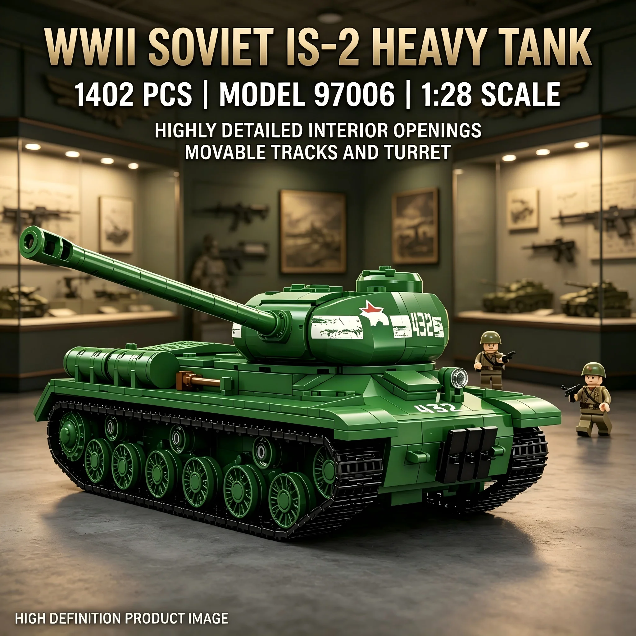 1402pcs Military IS-2 Tank Building Blocks DIY WW2 Soviet Heavy Tank Model MOC High-Tech Bricks Construction Toy Adults Boy Gift
1402pcs Military IS-2 Tank Building Blocks DIY WW2 Soviet Heavy Tank Model MOC High-Tech Bricks Construction Toy Adults Boy Gift