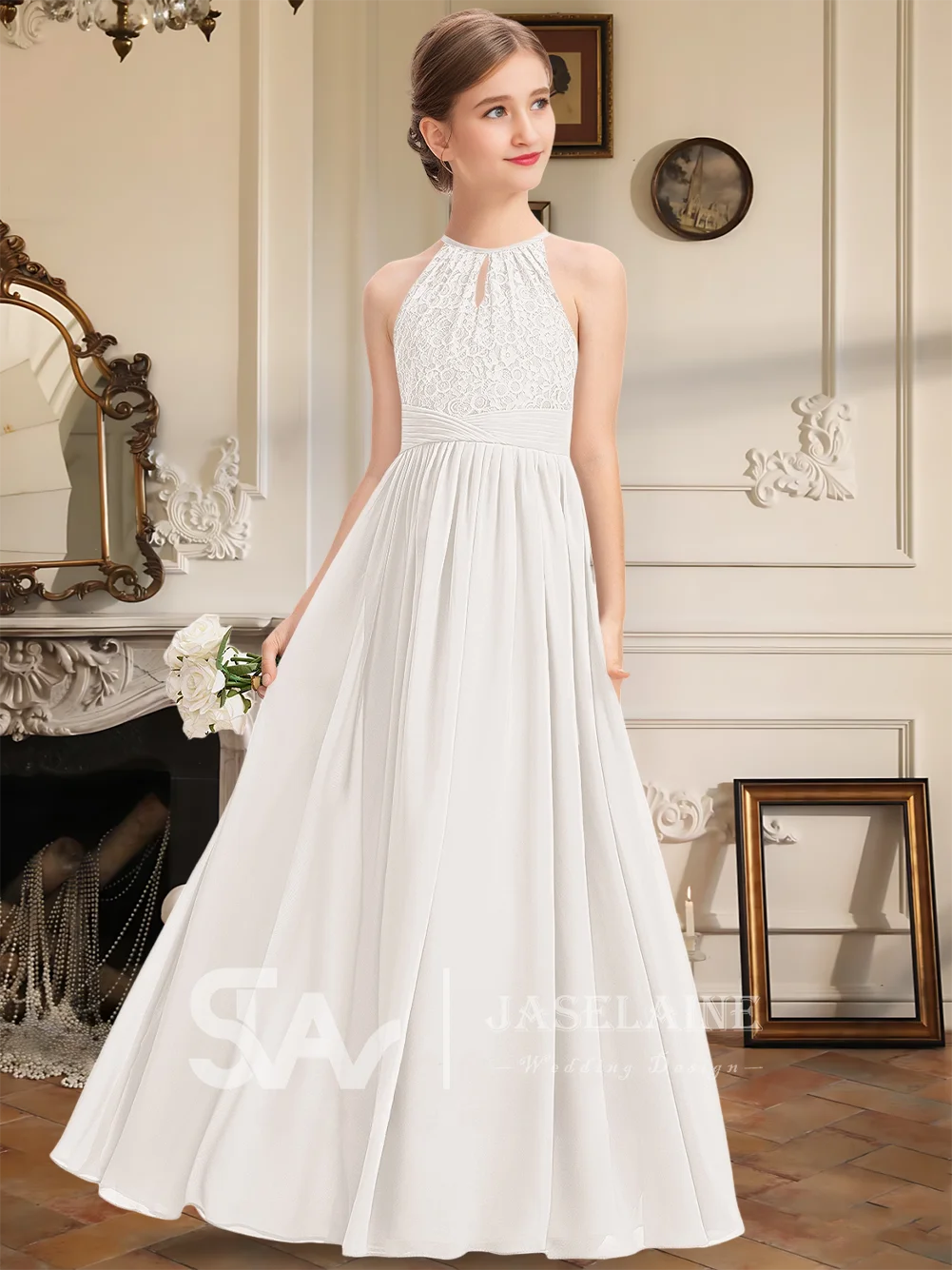 HHH Kids Junior Bridesmaid Dress Floor Length Chiffon Lace A Line Halter Flower Girl Dress Girls Party Dresses Wedding Formal
HHH Kids Junior Bridesmaid Dress Floor Length Chiffon Lace A Line Halter Flower Girl Dress Girls Party Dresses Wedding Formal