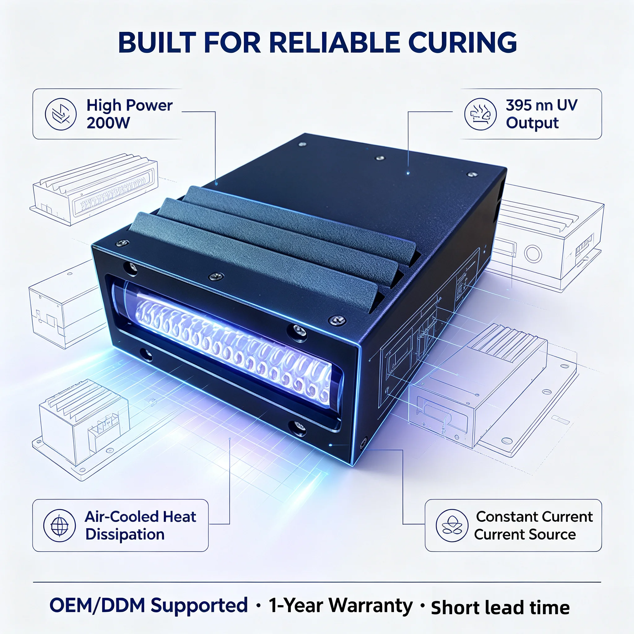 Air Cooled 395nm UV Lamp 70*20mm for Epson i3200 XP600 TX800 Printers PCB Solder Mask Adhesive Bonding Lab Research
Air Cooled 395nm UV Lamp 70*20mm for Epson i3200 XP600 TX800 Printers PCB Solder Mask Adhesive Bonding Lab Research