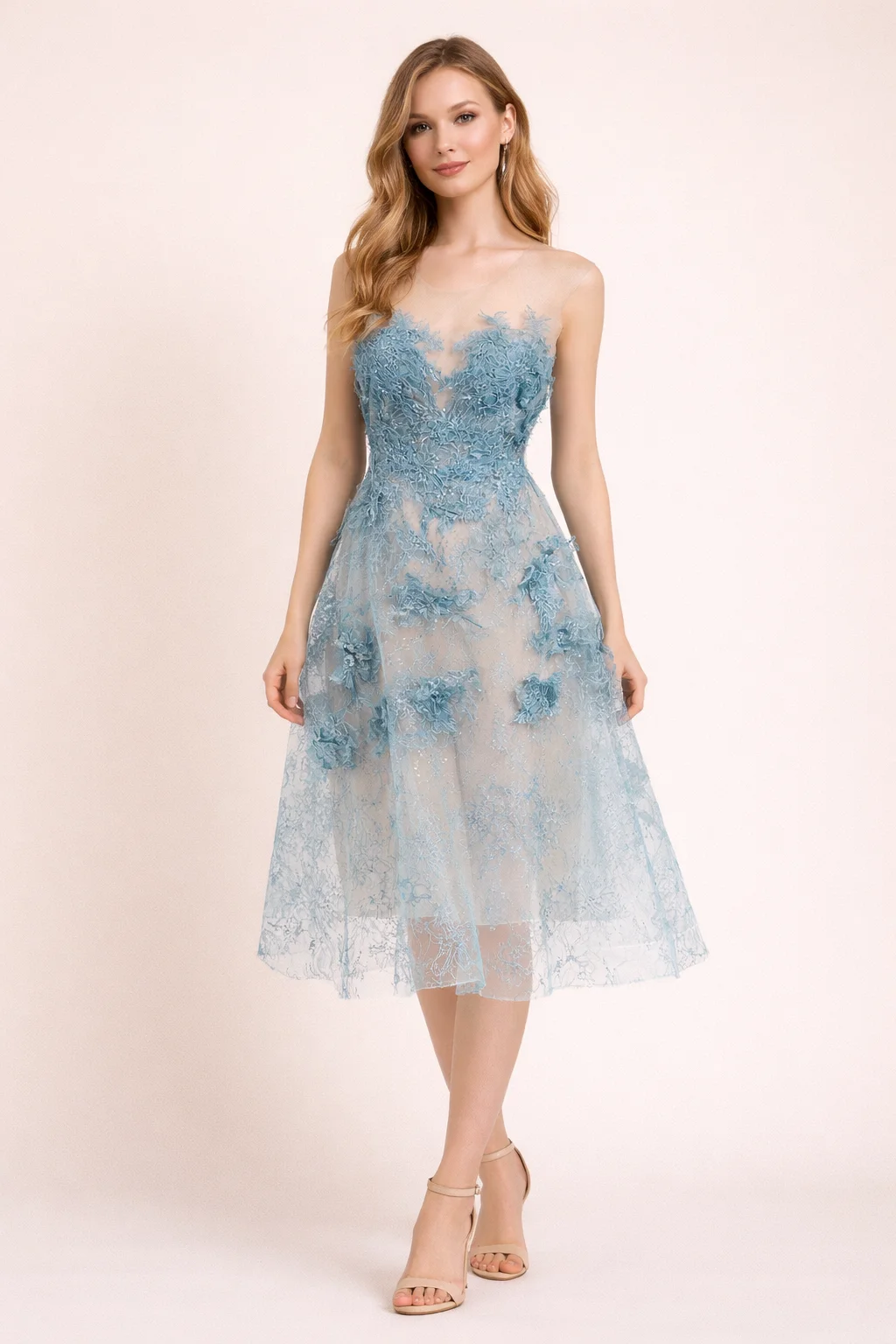 Elegant Blue 3D Floral Strapless Midi Dress Women 2025 Summer A-Line Tulle Party Dress
Elegant Blue 3D Floral Strapless Midi Dress Women 2025 Summer A-Line Tulle Party Dress