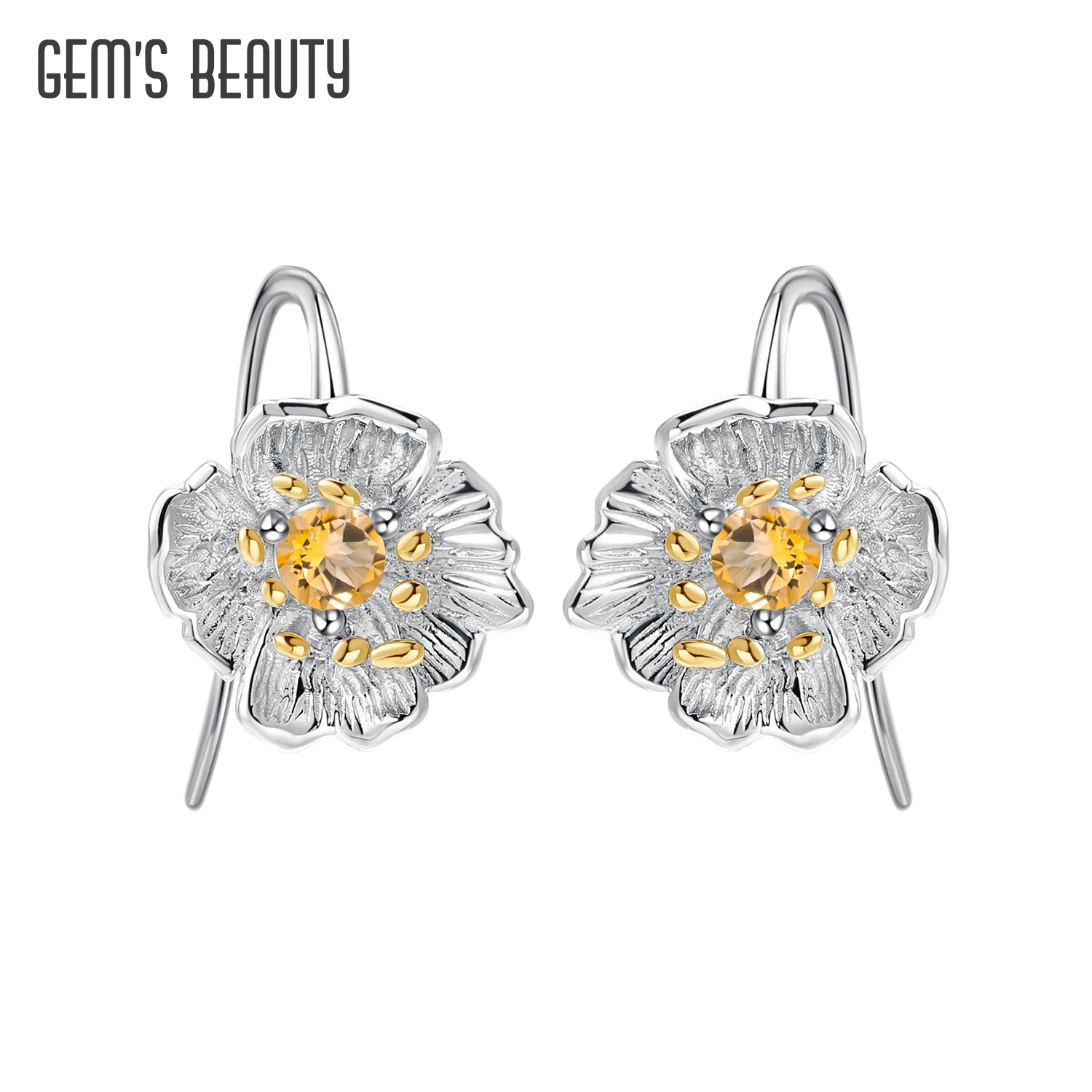 GEM'S BEAUTY Original Design Flower Earrings Natural Citrine 925 Sterling Silver Stud Earrings Fine Jewelry For Woman
GEM'S BEAUTY Original Design Flower Earrings Natural Citrine 925 Sterling Silver Stud Earrings Fine Jewelry For Woman