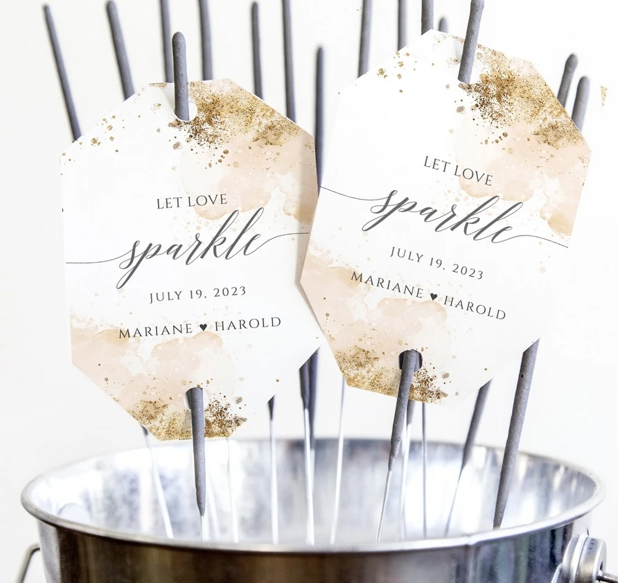 50pcs Sparkler Tag, Blush and Gold Glitter Wedding Sparkler Send Off, Let Love Sparkle, Custom, Luxury Personalized Sparkler Tag
50pcs Sparkler Tag, Blush and Gold Glitter Wedding Sparkler Send Off, Let Love Sparkle, Custom, Luxury Personalized Sparkler Tag