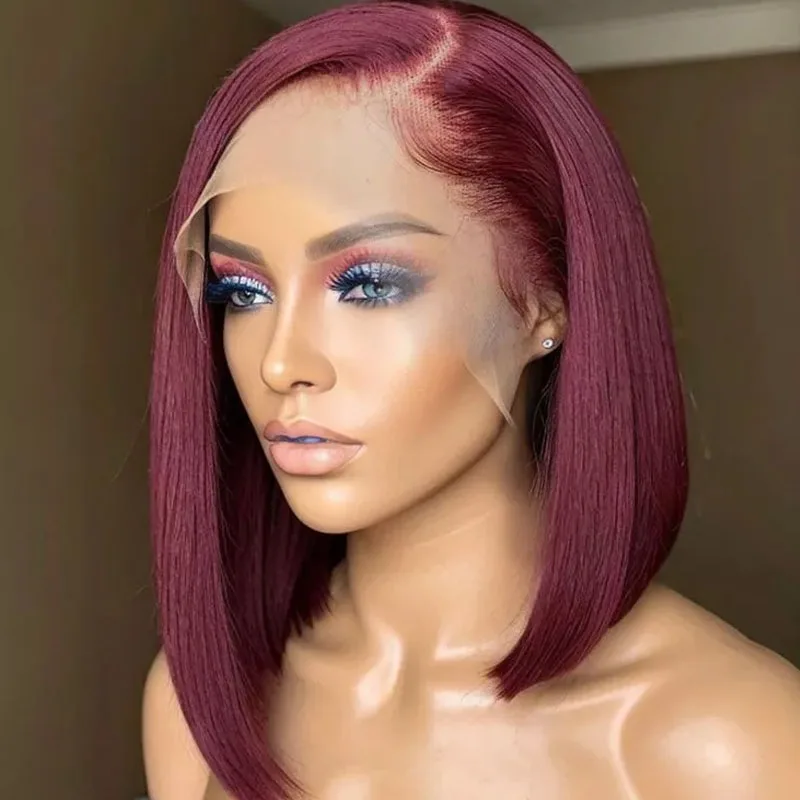 100% Human Hair Short Bob Wig Burgundy 99J Straight Bob Wig 13x4 Lace Brazilian Virgin Human Hair For Black Women 200% Density
100% Human Hair Short Bob Wig Burgundy 99J Straight Bob Wig 13x4 Lace Brazilian Virgin Human Hair For Black Women 200% Density