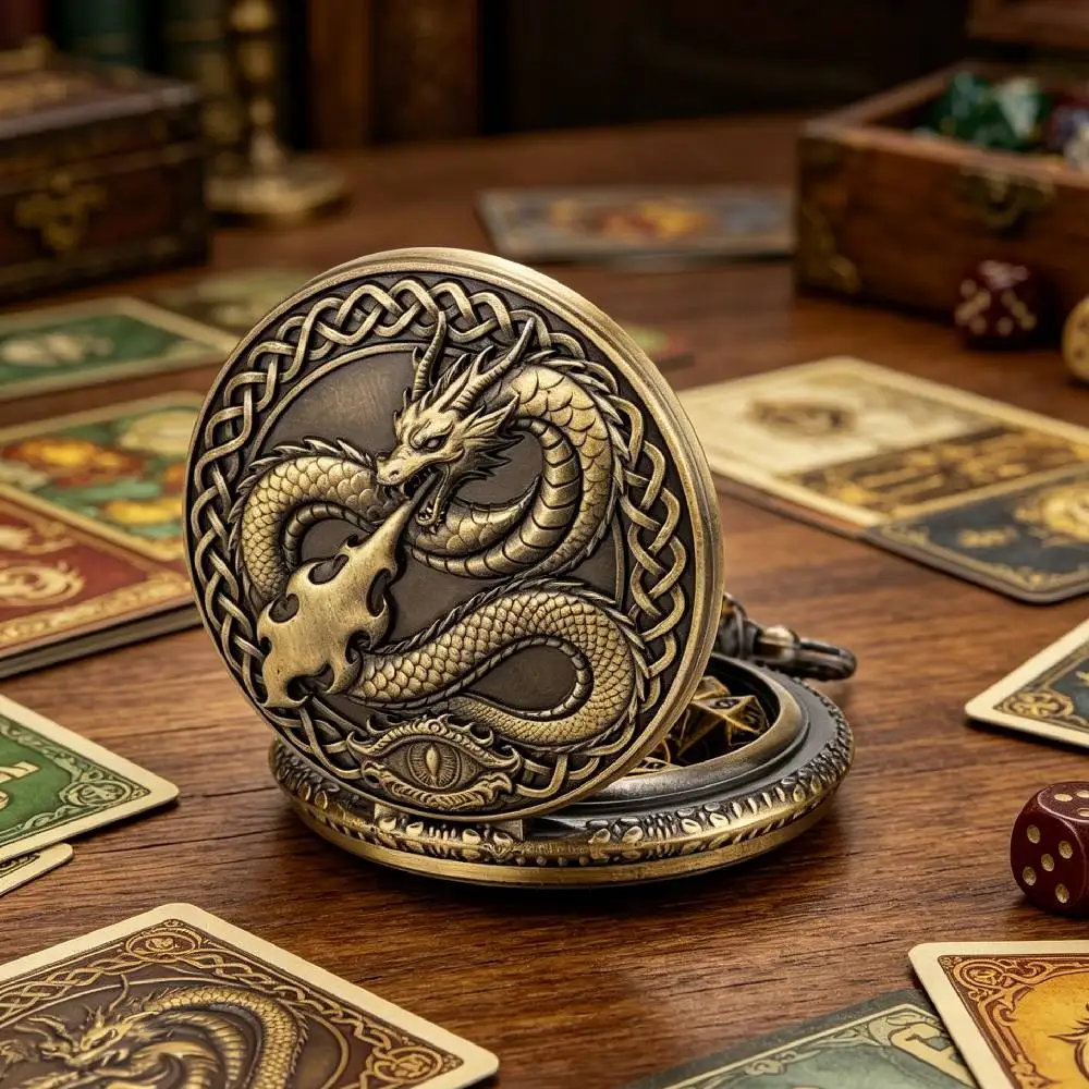 Fire Dragon Pocket Watch Dice Case DND RPG dice Watch with 7pcs Mini Metal D&D Dice set Flame Dragon pocket watch Dice Box
Fire Dragon Pocket Watch Dice Case DND RPG dice Watch with 7pcs Mini Metal D&D Dice set Flame Dragon pocket watch Dice Box