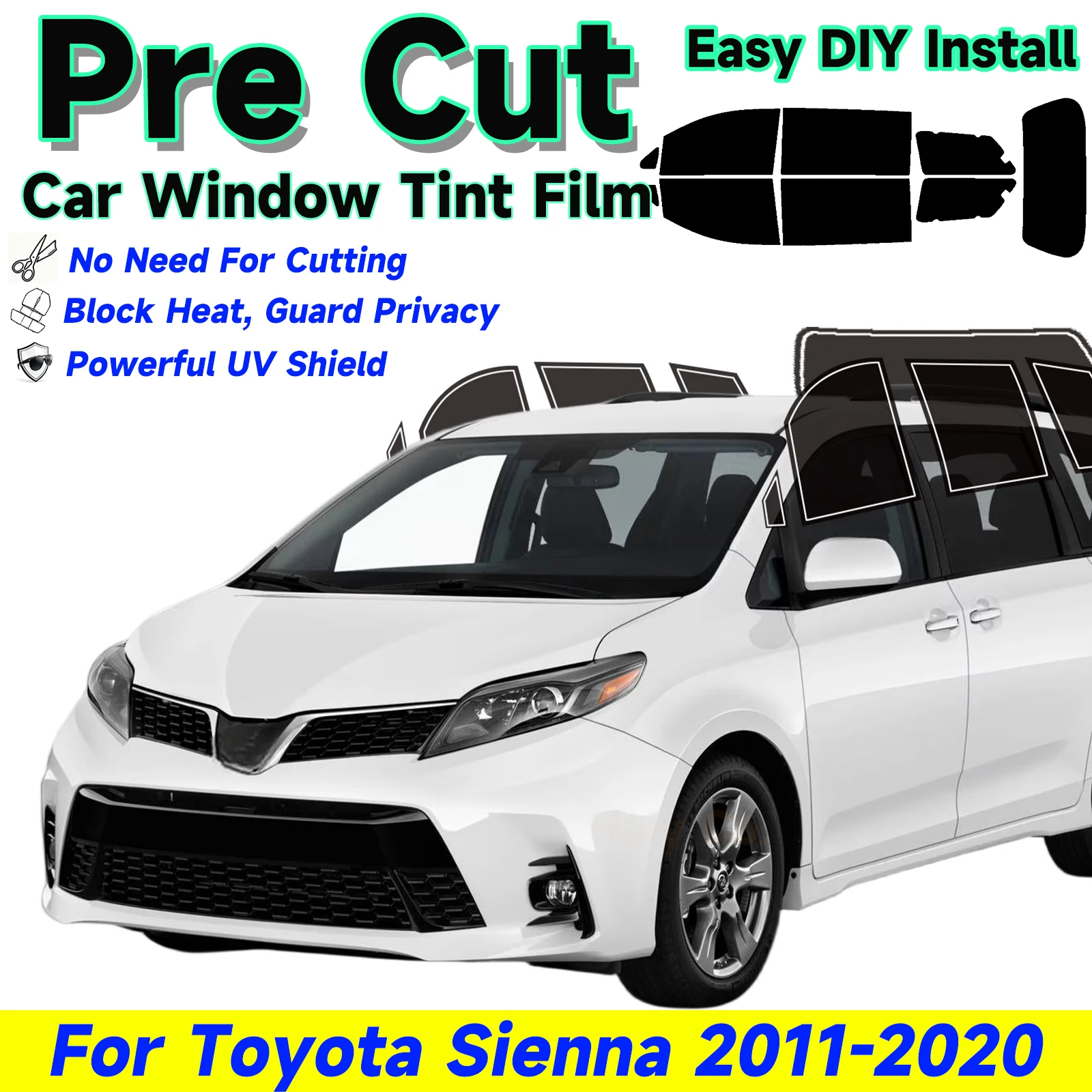 Pre-Cut Window Tint Car For Toyota Sienna 2011-2020 All Sides Sun UV-IR Blocking Heat & Glare 2Ply Window Protector Films Shade
Pre-Cut Window Tint Car For Toyota Sienna 2011-2020 All Sides Sun UV-IR Blocking Heat & Glare 2Ply Window Protector Films Shade