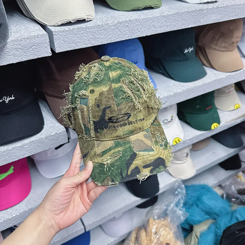 New High-Quality Destroyed Camouflage Embroidered Trendy Baseball Cap for Women, Versatile Face Cap, Outdoor Sports and Leisure Cap, Sun Protection Hat
New High-Quality Destroyed Camouflage Embroidered Trendy Baseball Cap for Women, Versatile Face Cap, Outdoor Sports and Leisure Cap, Sun Protection Hat