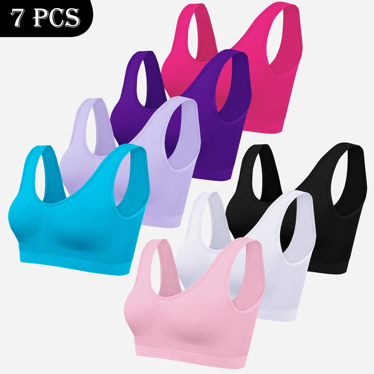 7 Pack Womens Seamless Sports Bra Wireless Compression Bras Super Comfort Yoga Bralette Breathable Crop Tank Tops
7 Pack Womens Seamless Sports Bra Wireless Compression Bras Super Comfort Yoga Bralette Breathable Crop Tank Tops