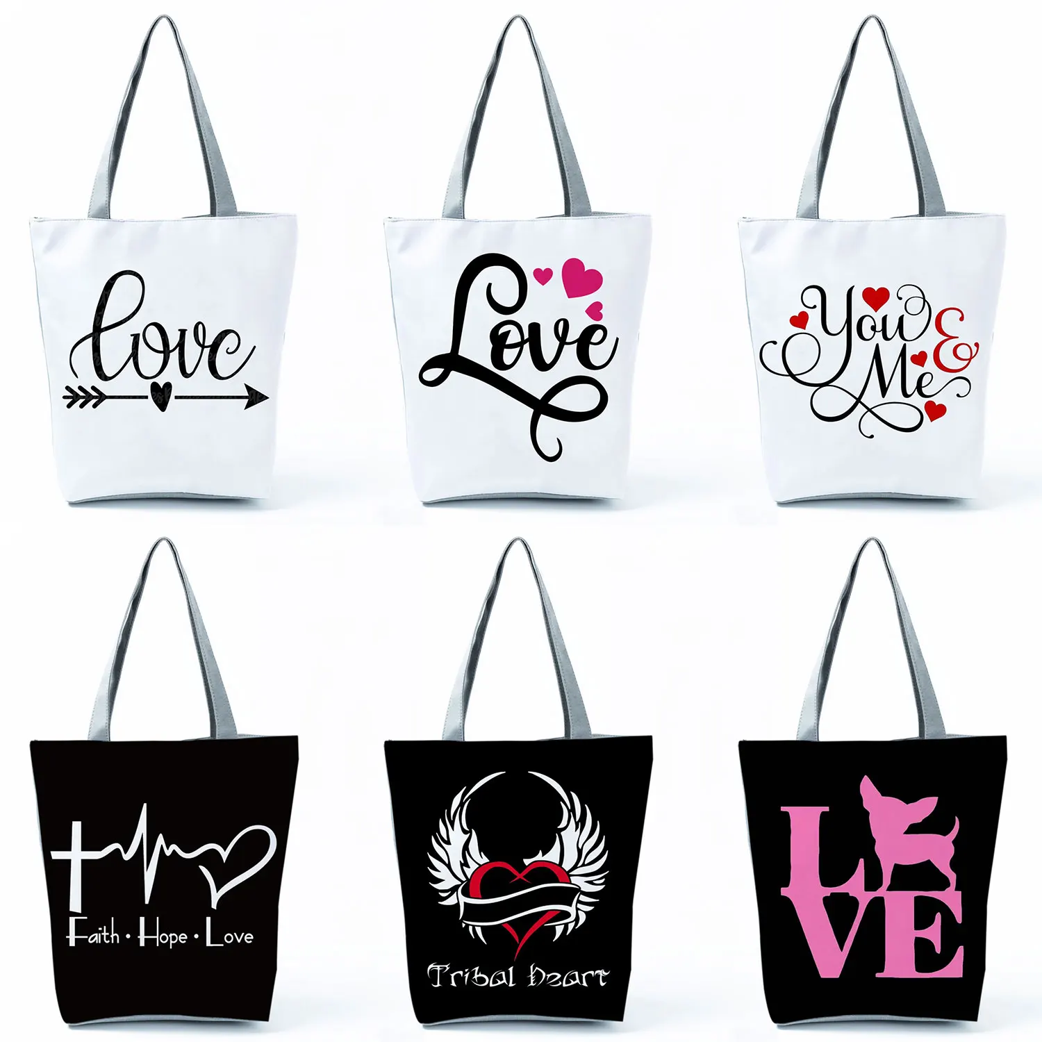 Heart Print Fashion Lady Tote Bag High Capacity Eco Friendly Foldable Women Shoulder Bag Outdoor Beach Travel Storage Handbag 
Heart Print Fashion Lady Tote Bag High Capacity Eco Friendly Foldable Women Shoulder Bag Outdoor Beach Travel Storage Handbag