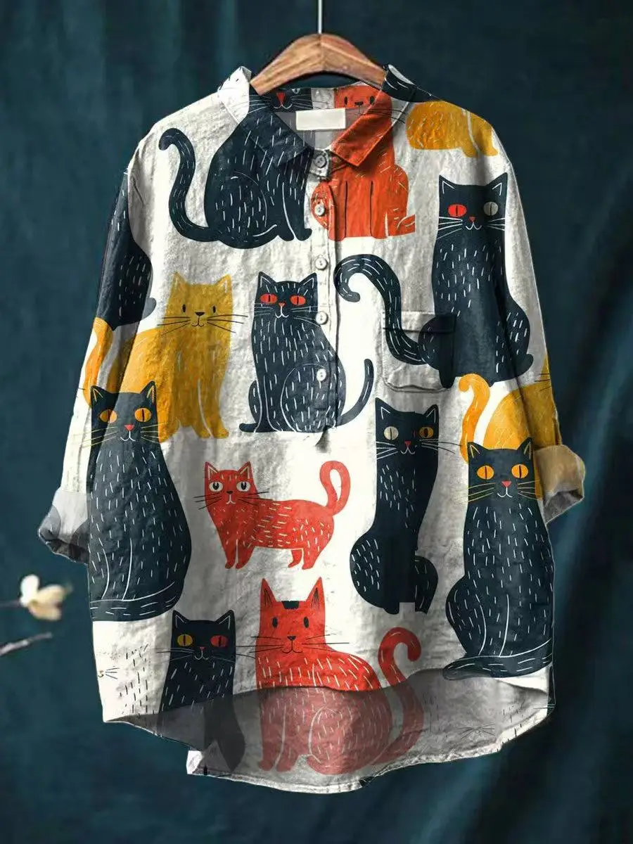 New Vibrant CatPrint Blouse Playful Wild Fashion Animal Patterned Shirt Pink Cats Print Shirt Casual Artistic Printed Blouse
New Vibrant CatPrint Blouse Playful Wild Fashion Animal Patterned Shirt Pink Cats Print Shirt Casual Artistic Printed Blouse