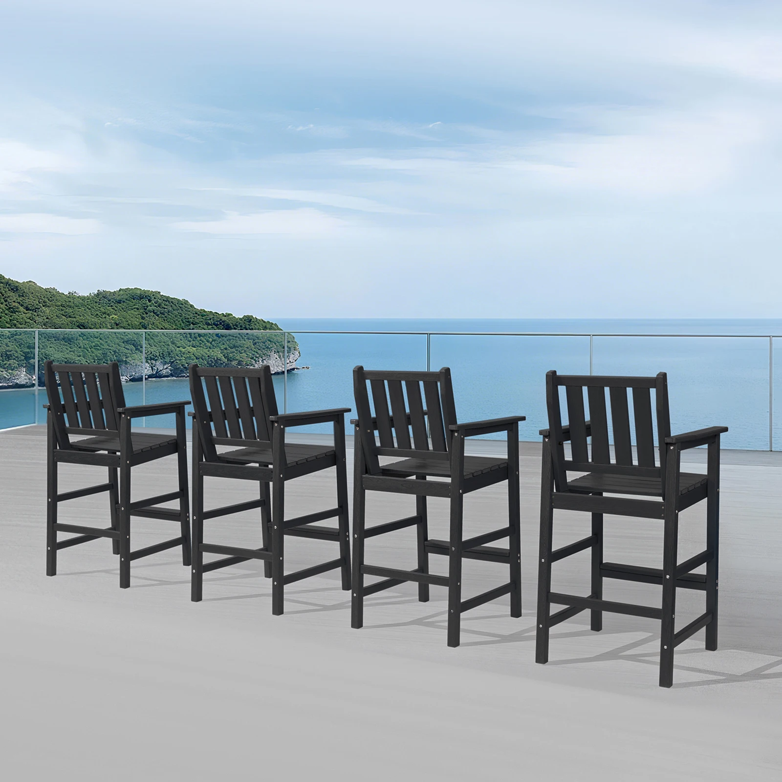 Комплект из 4 высоких стульев Adirondack SeeHill Obsidian, барные стулья из HDPE с подставкой для ног, стулья для патио с высокой спинкой для бассейна и сада
Комплект из 4 высоких стульев Adirondack SeeHill Obsidian, барные стулья из HDPE с подставкой для ног, стулья для патио с высокой спинкой для бассейна и сада