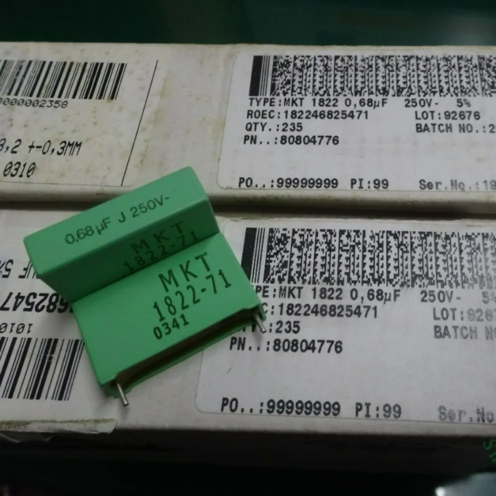 5pcs/lot ERO MKT1822 MKT 0.68uf 250V 680nf u68 684 J Brand New 22.5mm Film Capacitor MKT182246825471
5pcs/lot ERO MKT1822 MKT 0.68uf 250V 680nf u68 684 J Brand New 22.5mm Film Capacitor MKT182246825471