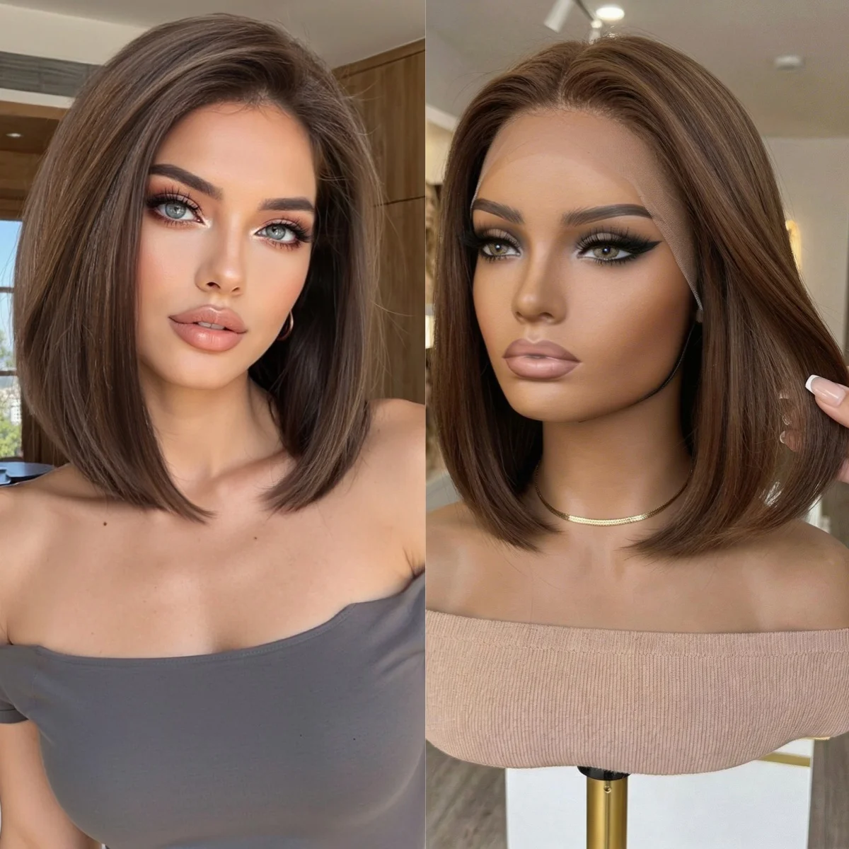 13x6 Lace Front Wigs for Women Short Straight Bob Synthetic Lace Wig Chocolate Brown Ombre Heat Resistant Daily Wear
13x6 Lace Front Wigs for Women Short Straight Bob Synthetic Lace Wig Chocolate Brown Ombre Heat Resistant Daily Wear