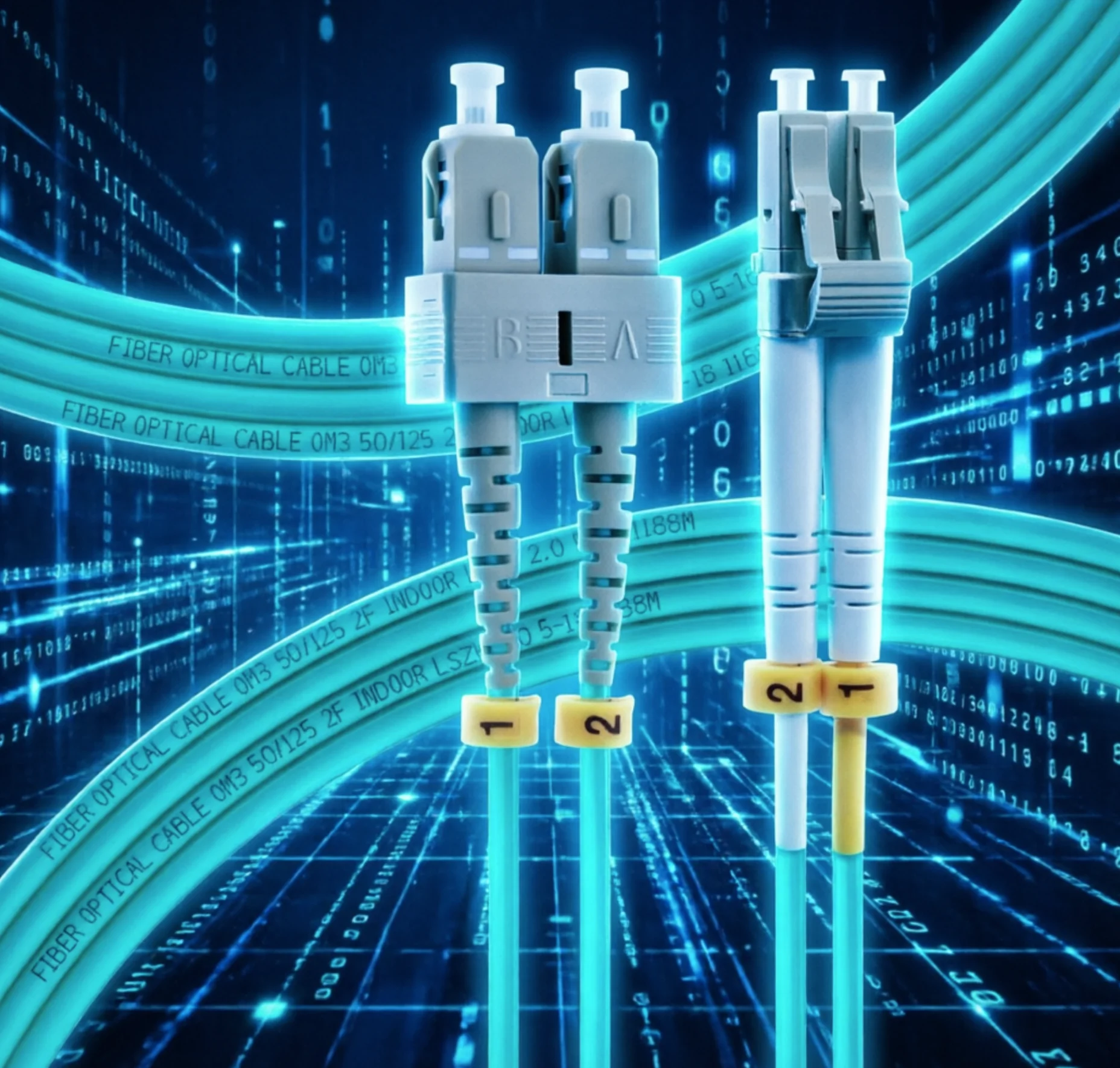 SC to LC OM3 Fiber Patch Cable | Length Options: 1m-30m, 10GB/40GB Duplex 50/125um LSZH 2.0mm Multimode Fiber Optic Cables
SC to LC OM3 Fiber Patch Cable | Length Options: 1m-30m, 10GB/40GB Duplex 50/125um LSZH 2.0mm Multimode Fiber Optic Cables